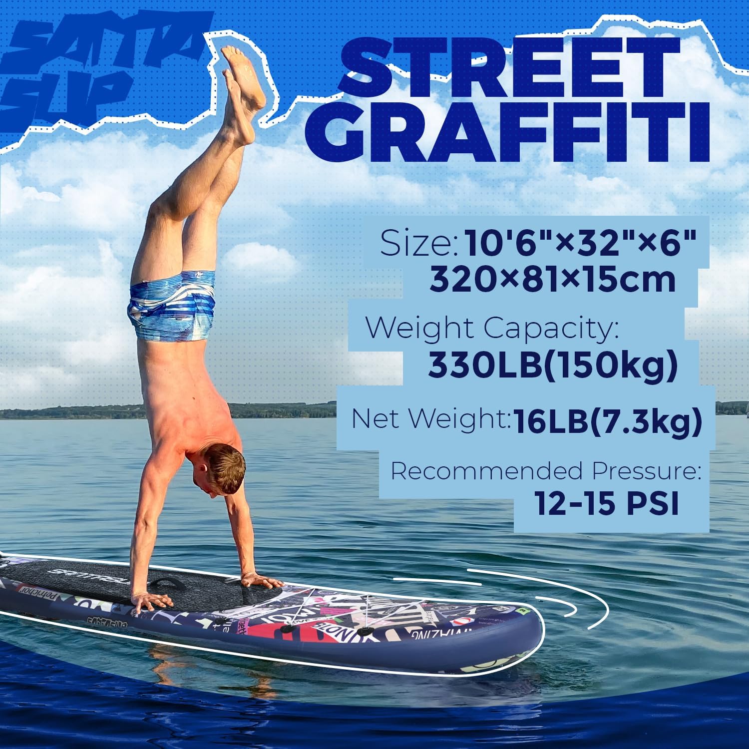 Santasup 10'6"/11'Wide Inflatable Stand Up Paddle Board for Adults & Youth of All Skill Levels, with Premium SUP Paddleboard Accessories, Anti-Slip EVA Deck