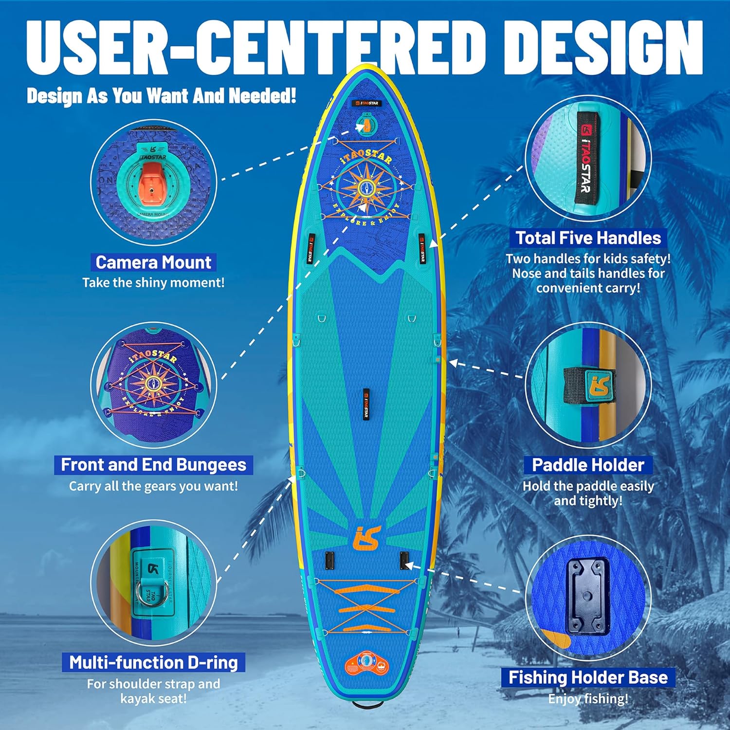 Alternative view of iTAOSTAR Journey 11'6" / 11'×34" / 11'×35" Extra Wide Paddle Board, One-Stop Premium SUP Board Accessories, Tailored Fins, Stable Inflatable Stand Up Paddle Boards for Youth/Adults of All Skill Levels