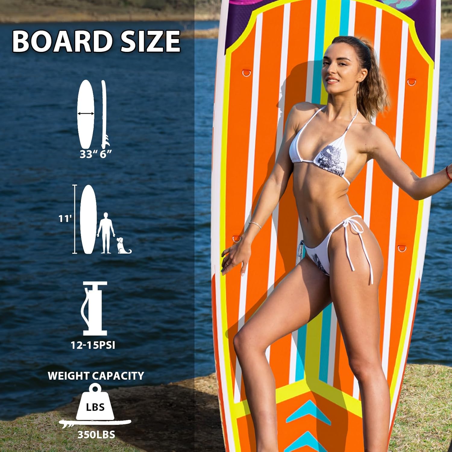 WHDCYD Inflatable Stand Up Paddle Board 11' × 33" × 6", Yoga Board with Durable SUP Accessories for Adults & Youth, Versatile Paddle Board