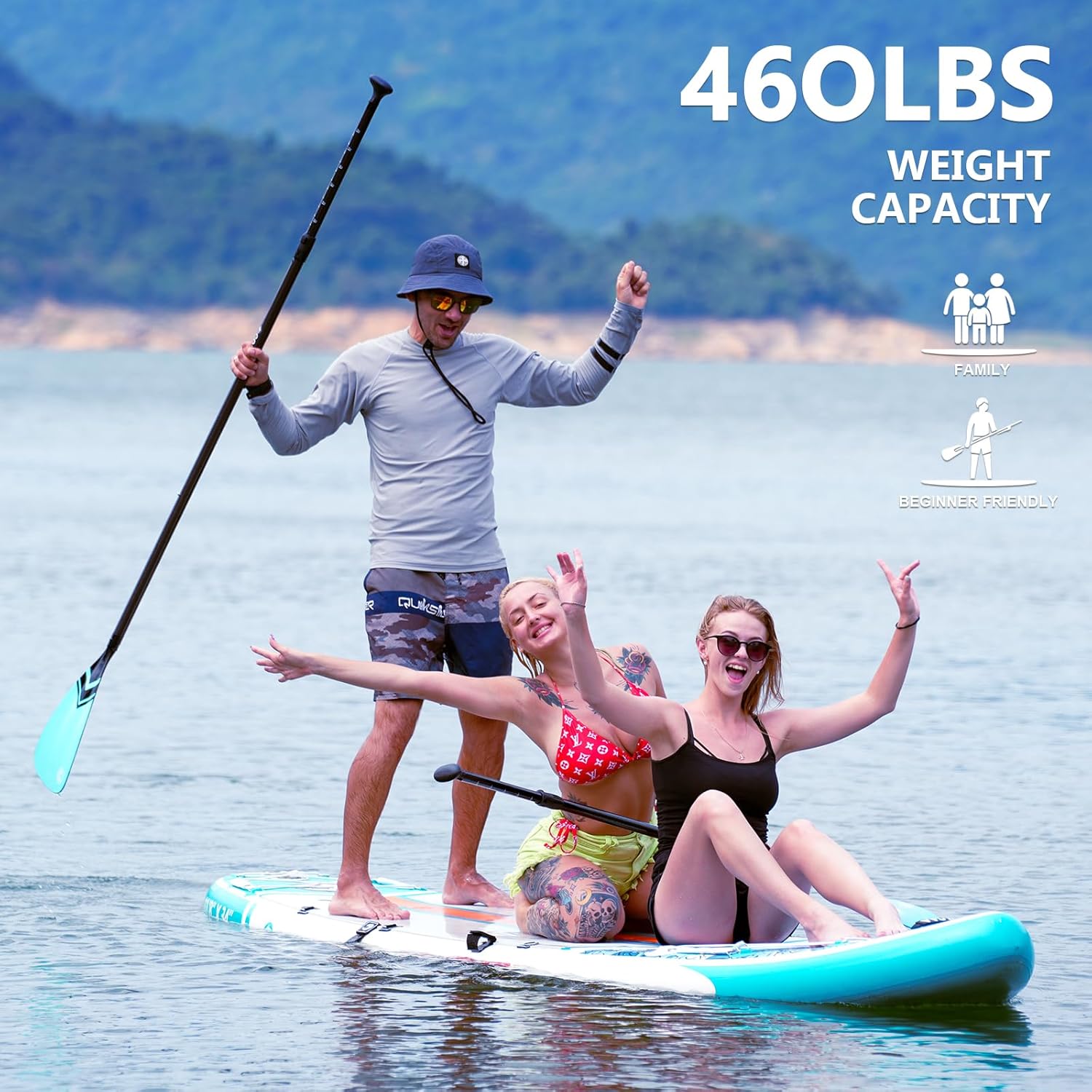 Alternative view of COOLCAA Inflatable Stand-Up Paddle Board, 480Lbs Capacity SUP Board with 34'' Extra Wide, Fishing Paddleboard with Accessories & Bag for Adults Youth