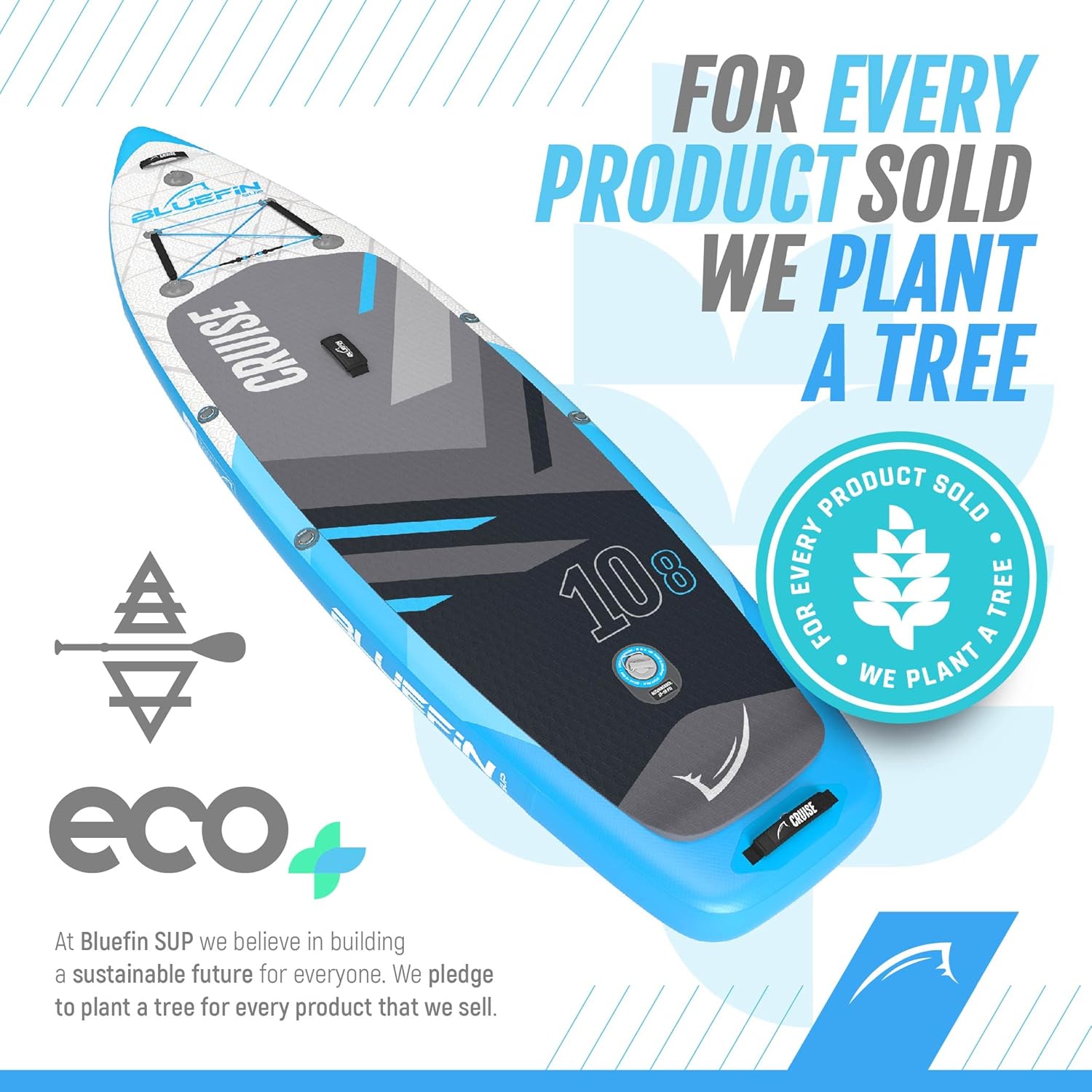 Alternative view of Bluefin® Cruise SUP Boards Premium Stand Up Inflatable Paddle Board Stable Design Non-Slip Design with Fibreglass Paddle & Accessories 5 Year Warranty Multiple Sizes for Adults