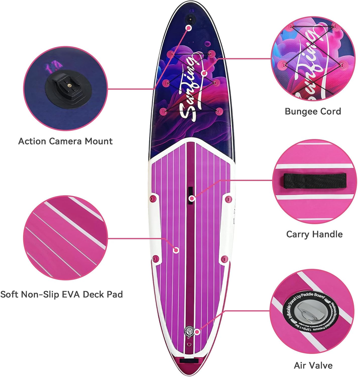 Alternative view of YUSING Inflatable Stand Up Paddle Board with Kayak Seat, Non-Slip Deck SUP Paddle Board with Premium Kayak, Portable Standing Boat for Youth & Adult