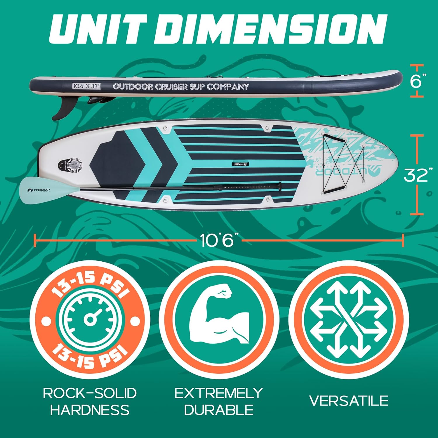 Alternative view of OutdoorCrusier Ultra-Portable Inflatable Stand-Up Paddle Board, Lightweight & Stable with Non-Slip Design, Complete SUP Accessories, Durable Drop-Stitch Material
