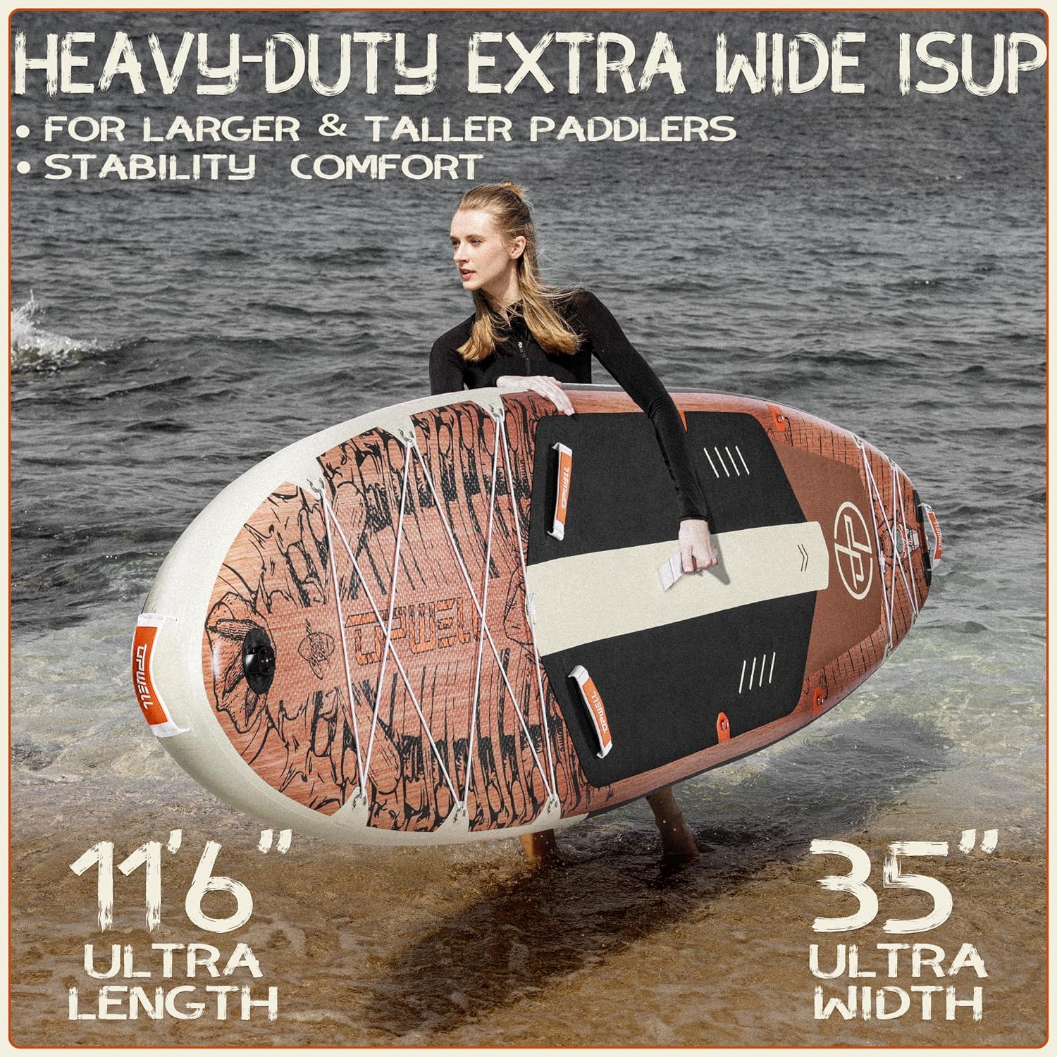 Alternative view of UPWELL 10'6"/11'/11'6" Inflatable Paddle Board, Stand Up Paddlboard for Youth & Adults, Stable Design, Premium SUP Accessories, Backpack, Leash, Hand Pump, Fins