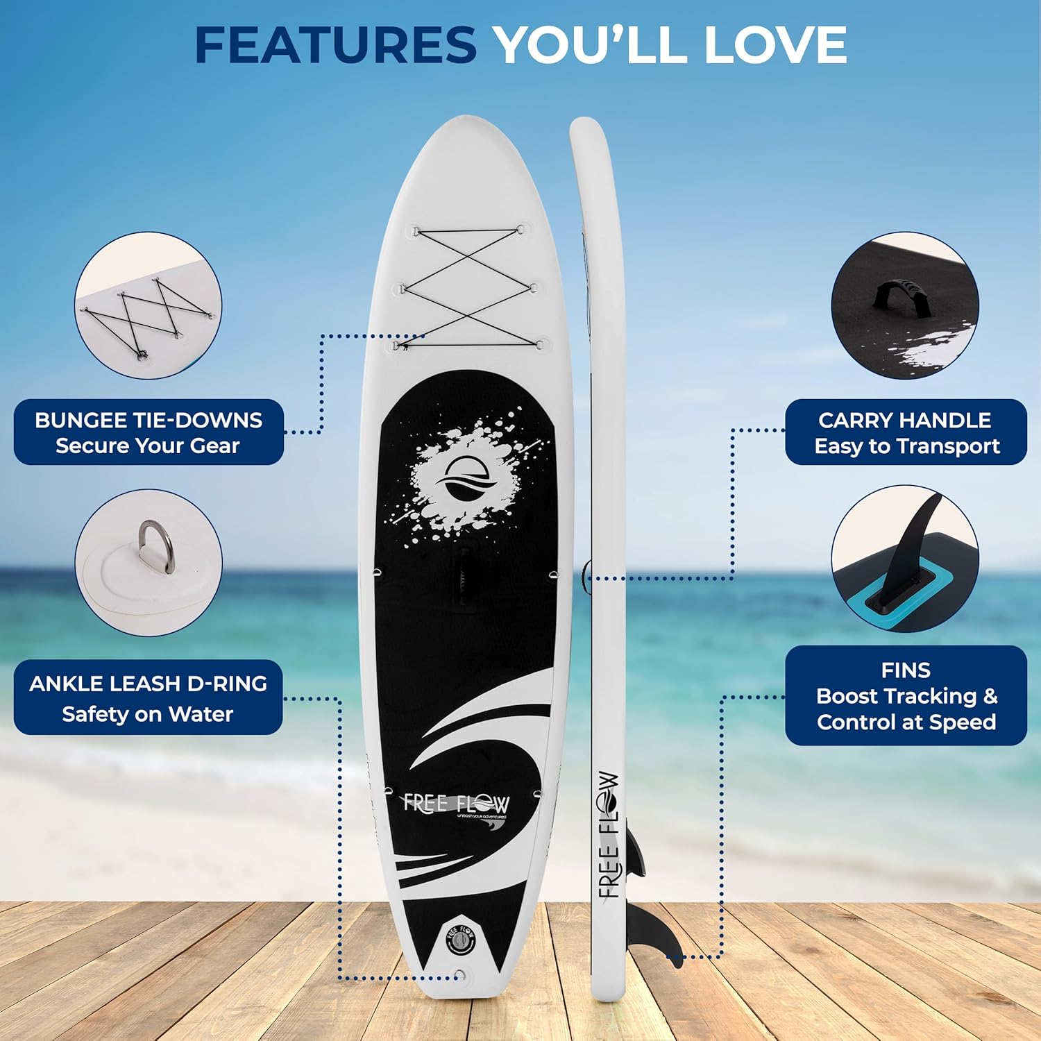 Alternative view of SereneLife Stand Up Inflatable Paddle Board with Premium SUP Accessories u2013 Wide Stable Design with Non-Slip EVA Deck Pad for Adults and Youth of All Skill Levels