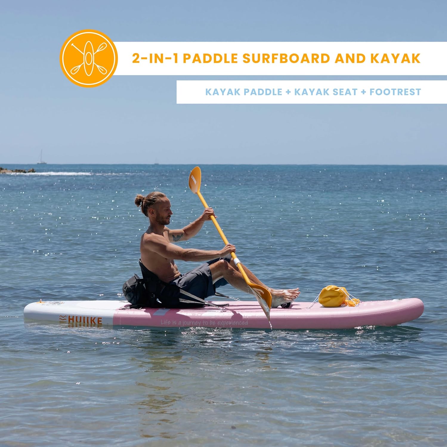 Alternative view of HUIIKE Inflatable Paddle Board for Adults with Accessories Included, Oar, Fins, Pump. Stand Up Paddleboard Great Stability and Resistance. 10u2019 x 33" x 5.9", Maximum Load 286 lb