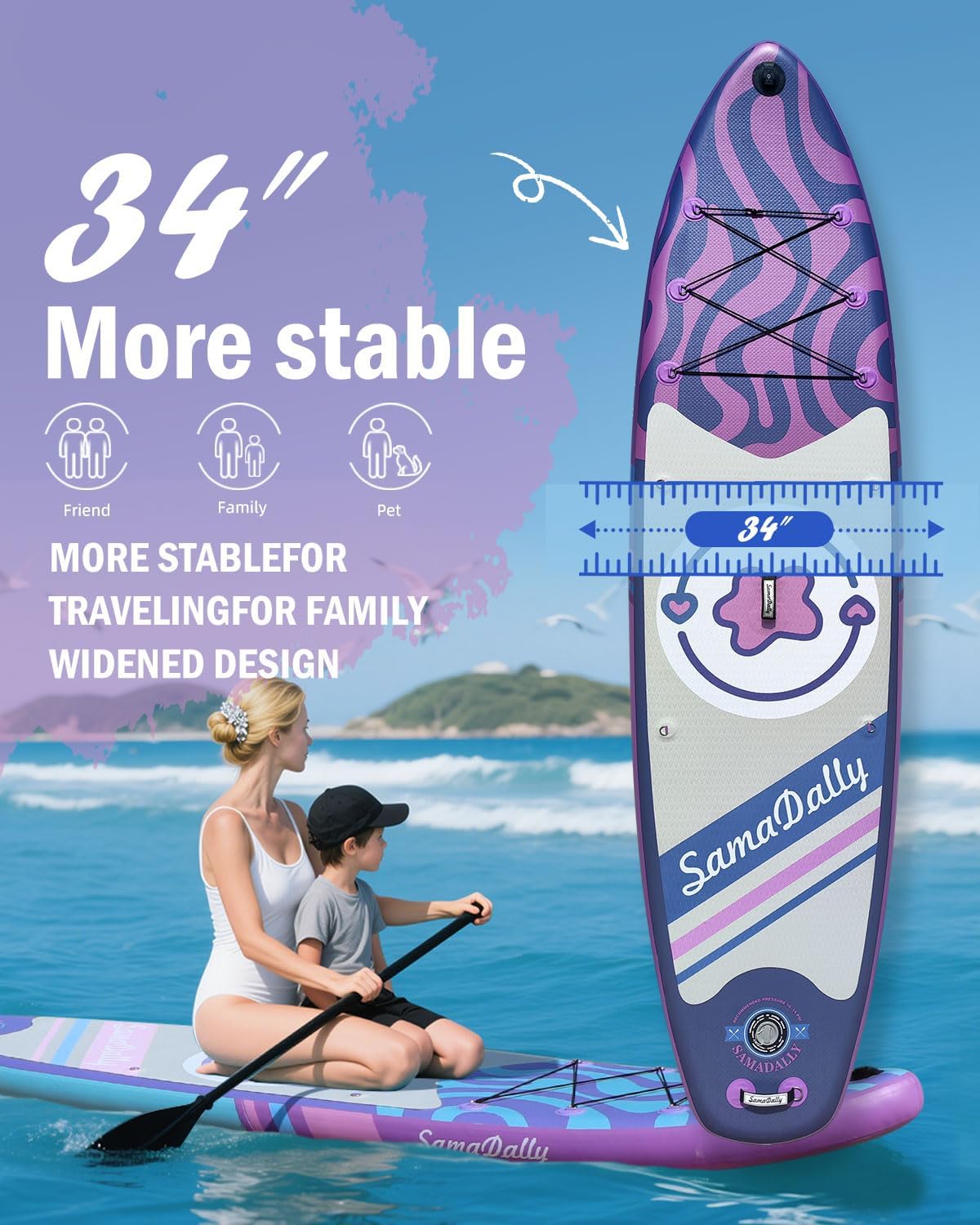 Alternative view of 11'Stand Up Paddle Boards Surf Control with Premium SUP Board Accessories Backpack & Removable Fins, 34" Wide Inflatable Paddle Boards of All Skill Levels