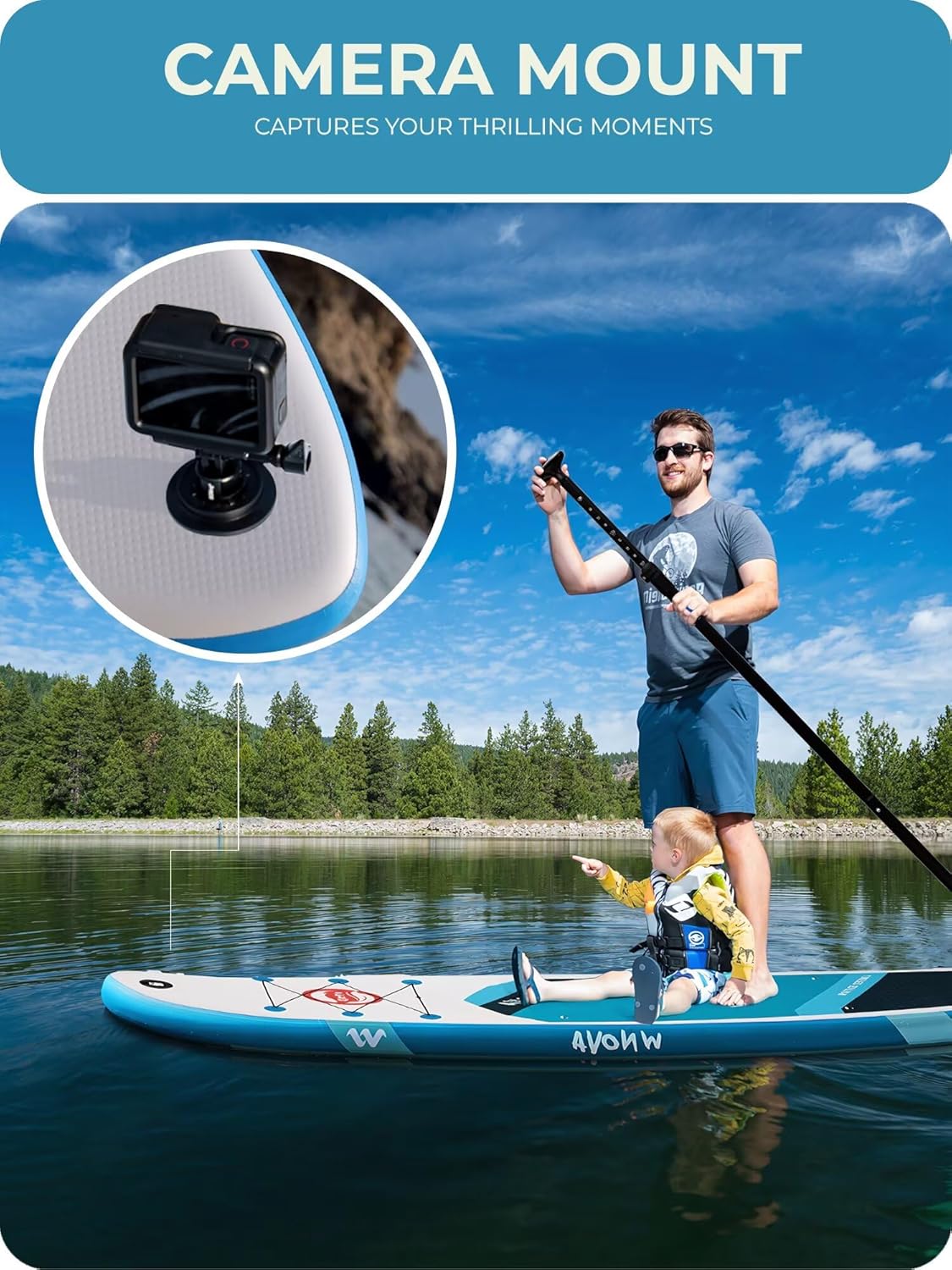 Alternative view of WNOVA 11' x 34" x 6" Stand Up Inflatable Paddle Board with SUP Accessories and Camera Mount, Ultra-Light Inflatable Paddleboard, Extra Wide Blow Up Paddle Boards for Adults, Youth, Beginners