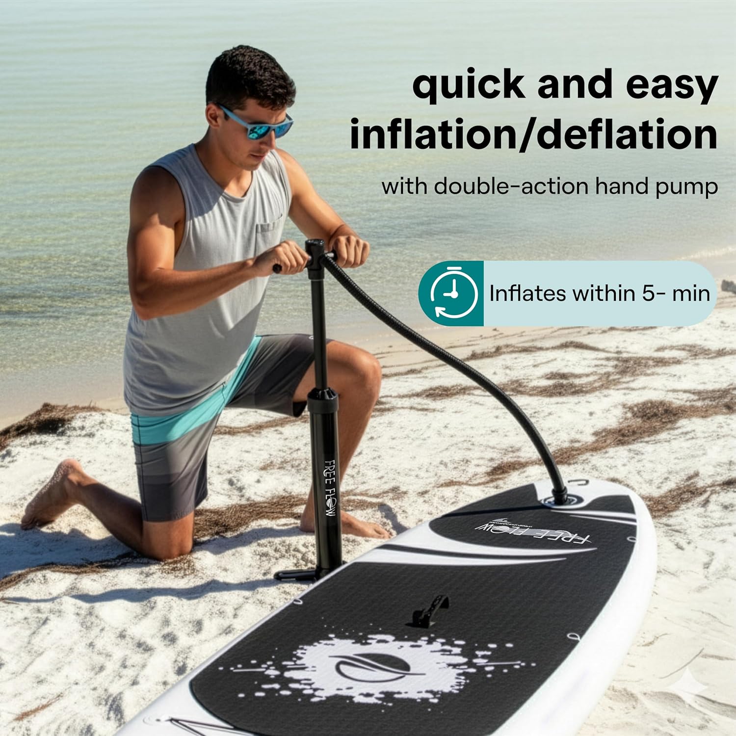 Alternative view of SereneLife Ultra-Light Inflatable Stand Up Paddle Board with Premium SUP Accessories - Extra Wide Stable Design with Non-Slip EVA Deck Pad for Youth and Adults of All Skill Levels - 275 lbs Capacity