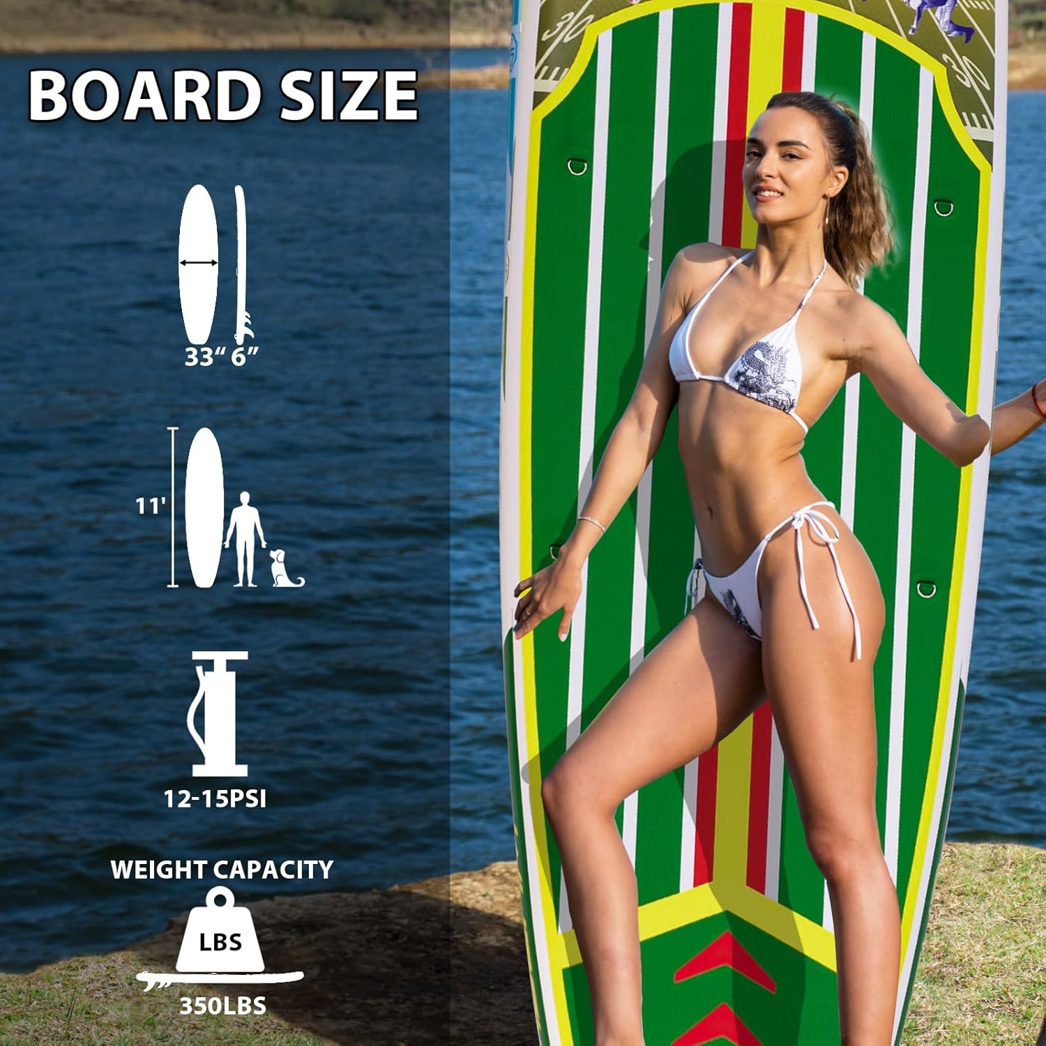 WHDCYD Inflatable Stand Up Paddle Board 11' × 33" × 6", Yoga Board with Durable SUP Accessories for Adults & Youth, Versatile Paddle Board