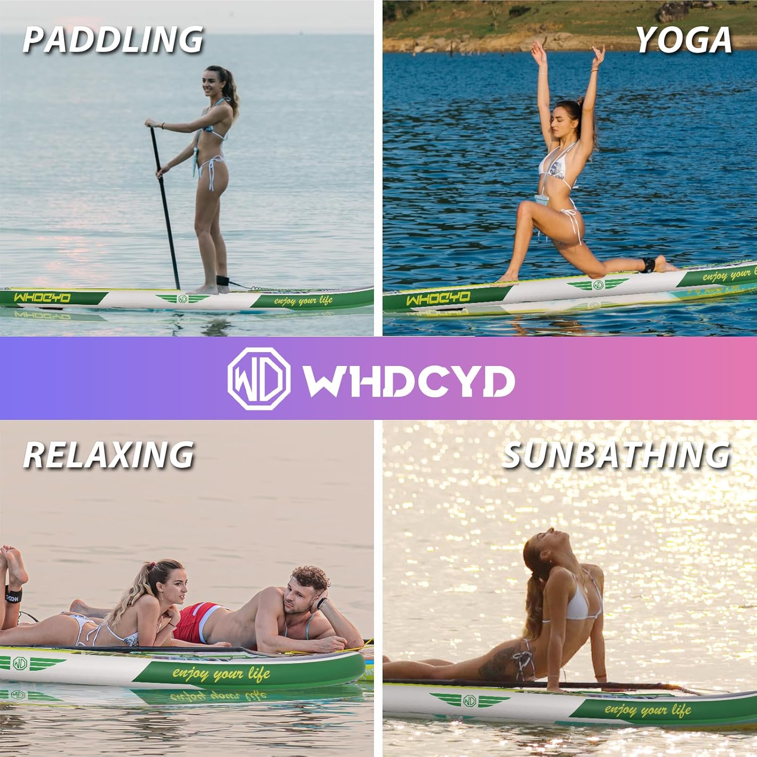 Alternative view of WHDCYD Inflatable Stand Up Paddle Board 11' × 33" × 6", Yoga Board with Durable SUP Accessories for Adults & Youth, Versatile Paddle Board