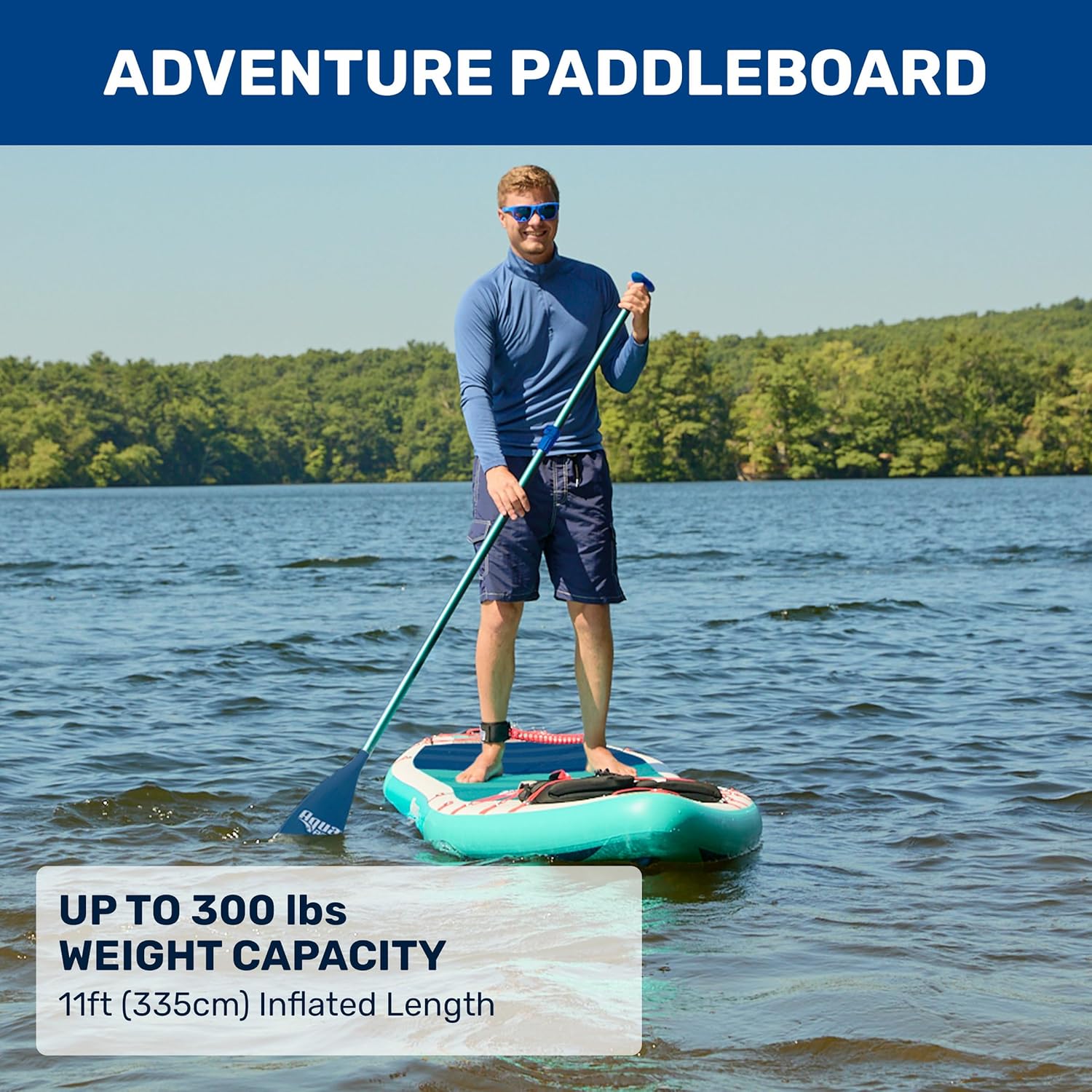 Aqua PRO Halcyon Adventure Inflatable Stand-Up Paddleboard iSUP, Scalloped Wide Stable Design with Non-Slip EVA Deck, Includes Paddle, Ankle Leash, Pump and Carry/Storage Bag