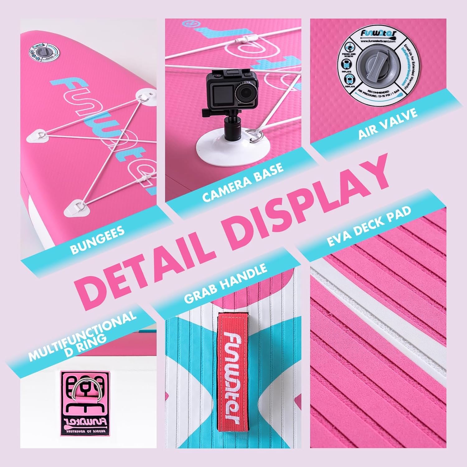 Alternative view of FunWater 8'/10'/10'6"/11'6" Inflatable Stand Up Paddle Board with Premium SUP Paddleboard Accessories, Wide Stable Anti-Slip EVA Deck,Paddle Boards for Adults & Youth of All Skill Levels