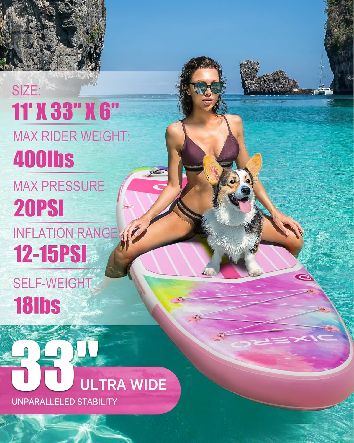Dixero Inflatable Stand Up Paddle Board with SUP Accessories, Anti-Slip EVA Deck, 11'*33" Inflatable Paddle Boards for Adults & Youth of All Skill Levels