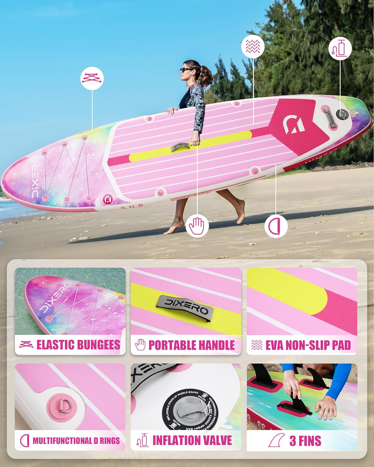 Alternative view of Dixero Inflatable Stand Up Paddle Board with SUP Accessories, Anti-Slip EVA Deck, 11'*33" Inflatable Paddle Boards for Adults & Youth of All Skill Levels