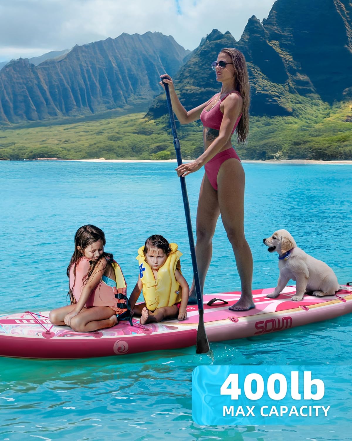 Alternative view of SOWM 11'*33"/34" Inflatable Stand Up Paddle Board for Beginners,400/420lbs Capacity, Anti-Slip EVA Deck, Includes Adjustable Paddle, Pump, Backpack & SUP Accessories for Surfing, Fishing, Yoga & More