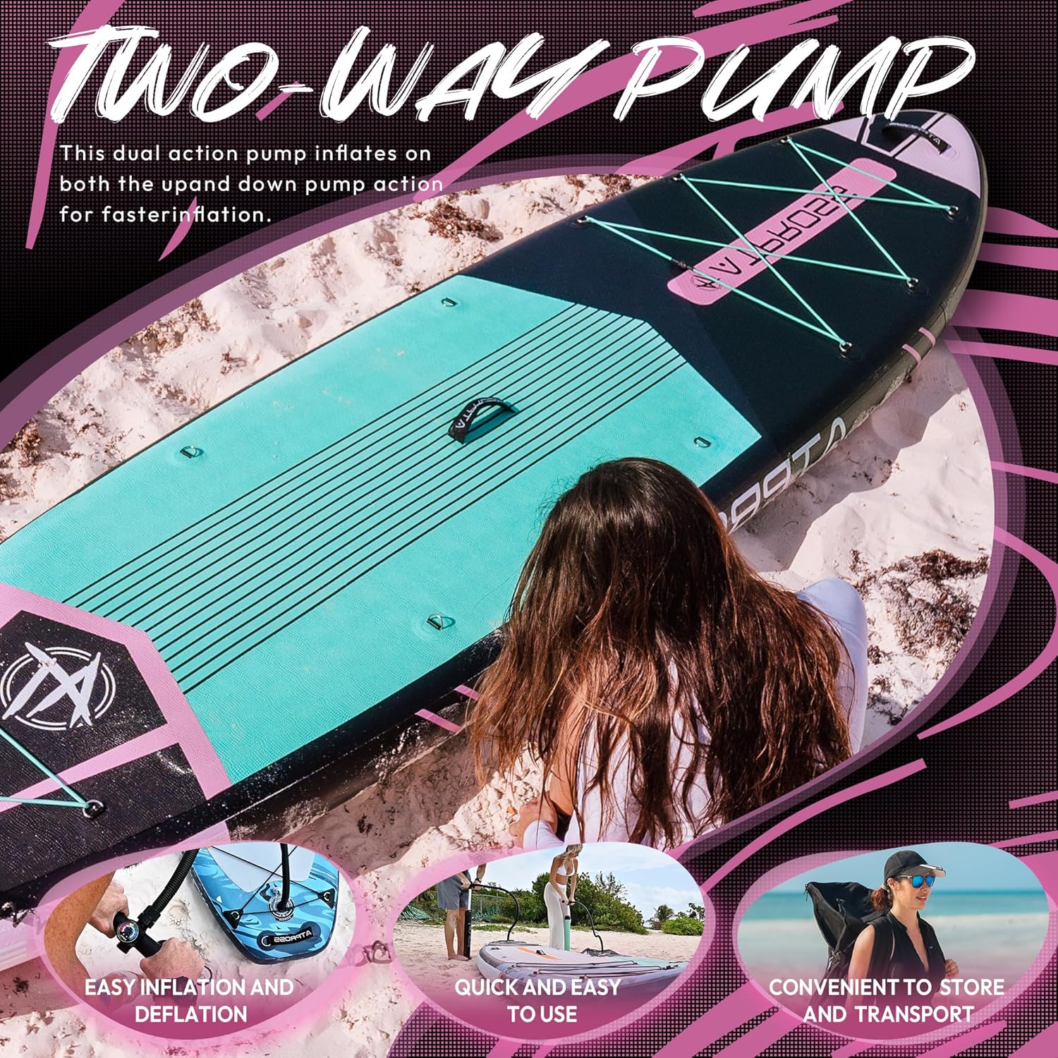 ATPROSS 11'6"x35" Inflatable Paddle Board, 450lbs Extra Wide Stand Up Paddleboard for Adults with Premium SUP Accessories Kit & Backpack, Blow Up Kayak Non-Slip Stable Deck Boat for Yoga Fishing Surf