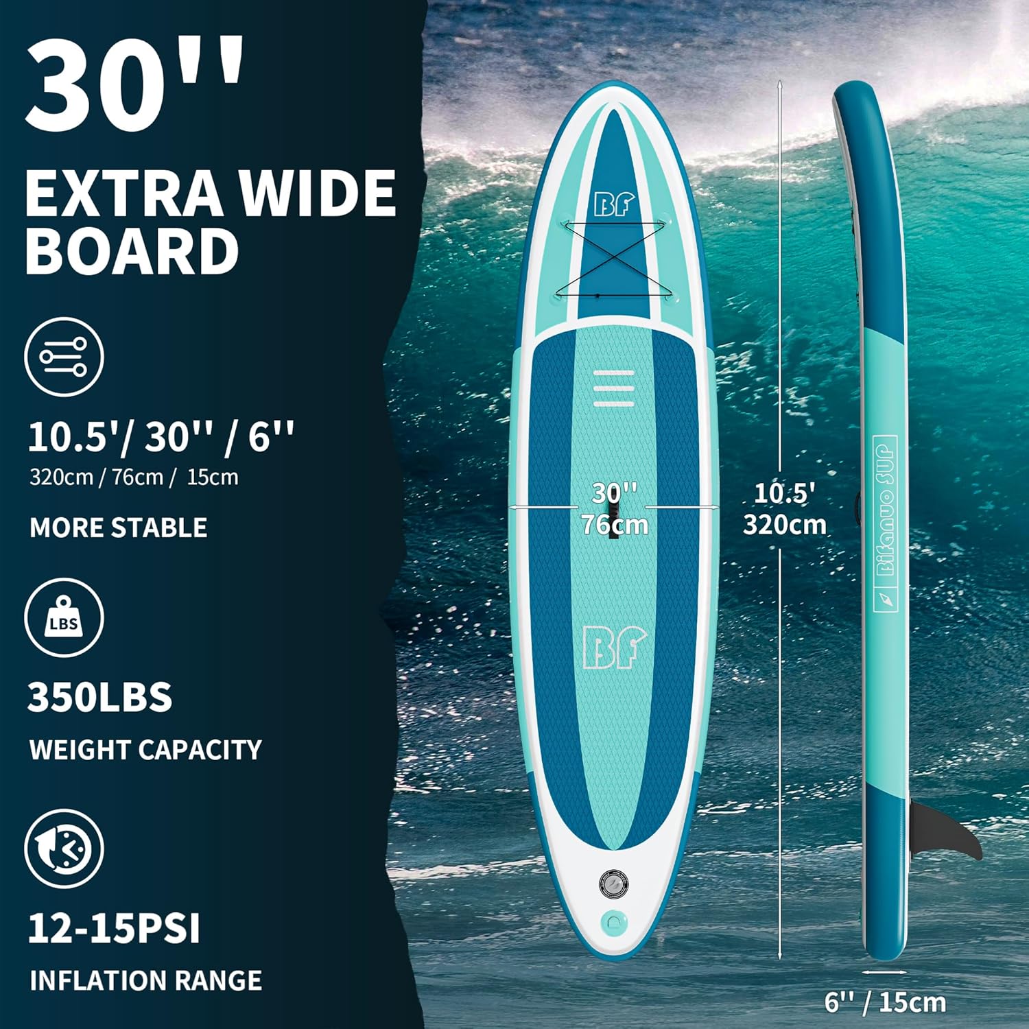 Bifanuo Inflatable Stand Up Paddle Board with SUP Accessories and Backpack