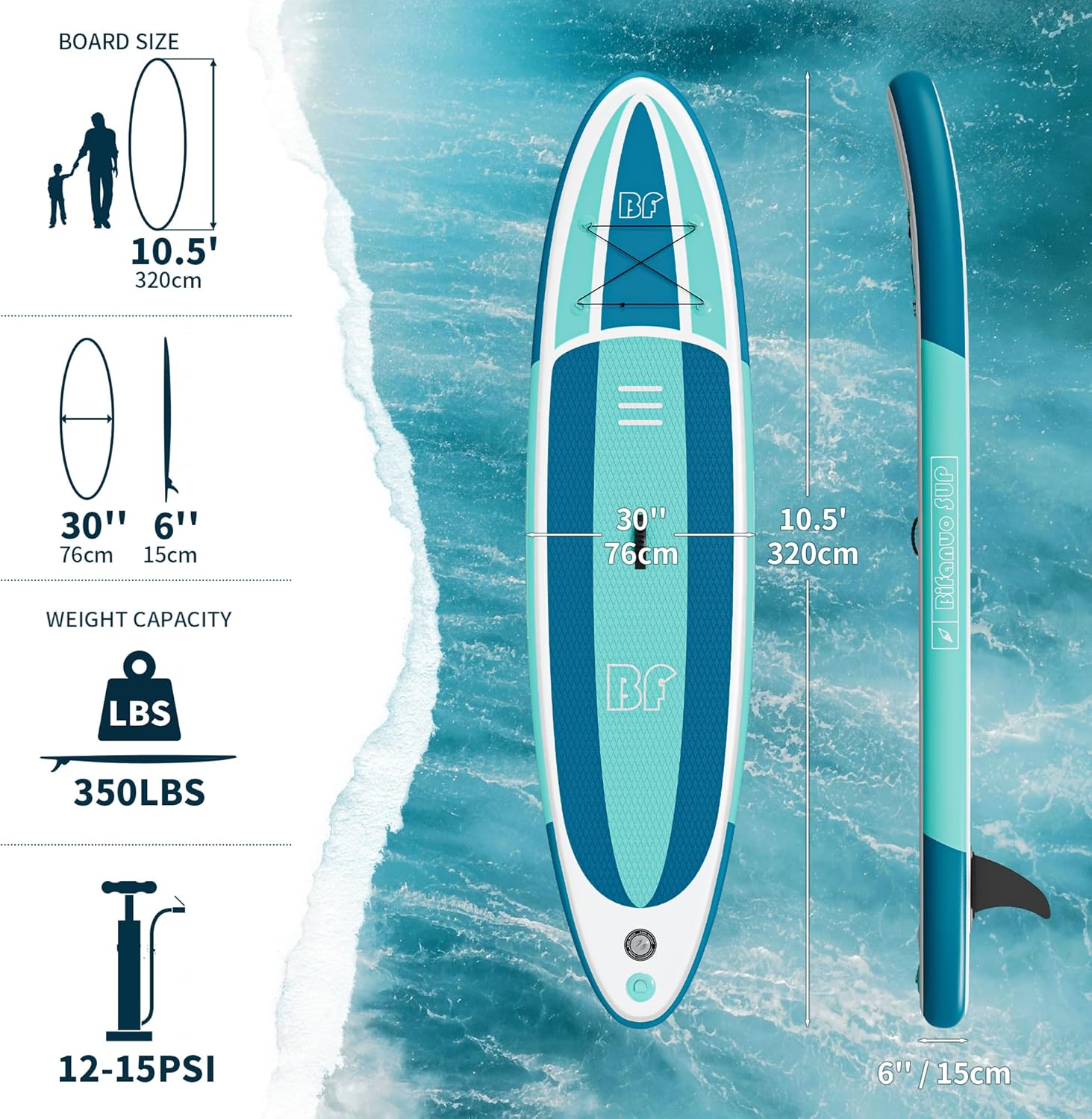 Alternative view of Bifanuo Inflatable Stand Up Paddle Board with SUP Accessories and Backpack