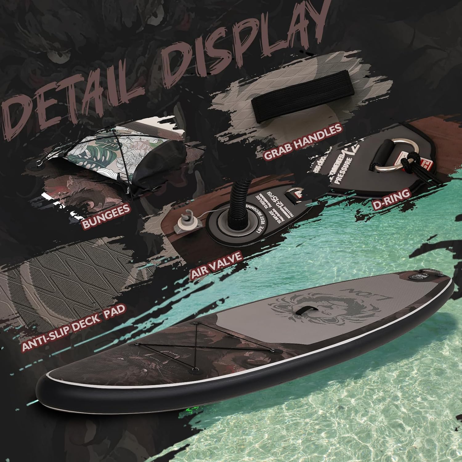 Alternative view of DAKUWAR Paddle Board 10'6''/10' Inflatable Stand Up Paddle Boards with SUP Accessories Ultra-Light Paddleboard Non-Slip Comfort Deck for Adults & Youth of All Skill Levels