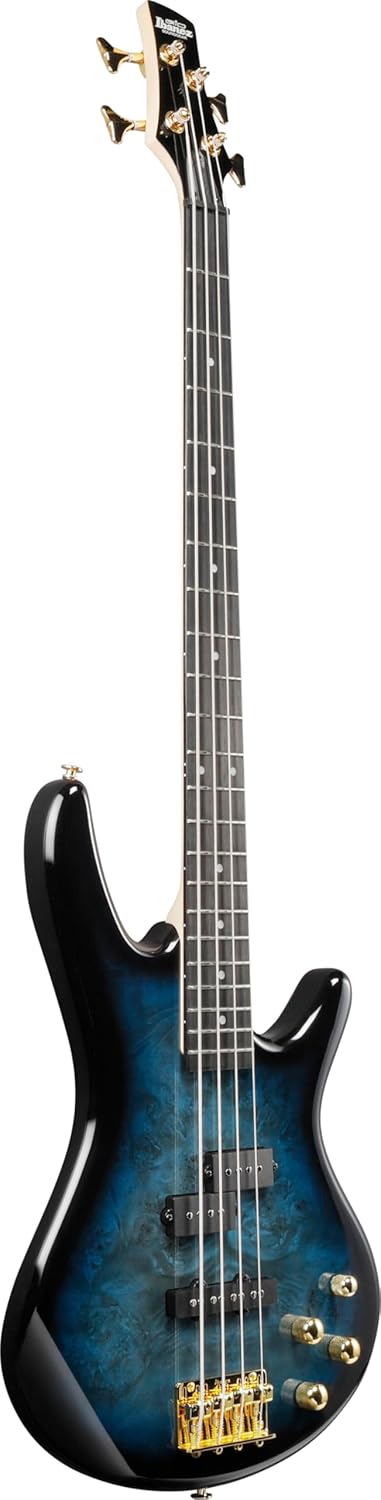 Alternative view of Ibanez Gio GSR200PC 4-String Right-Handed Electric Bass Guitar with Okoume Body, Maple Neck, and Purpleheart Fretboard (Transparent Marine Burst)