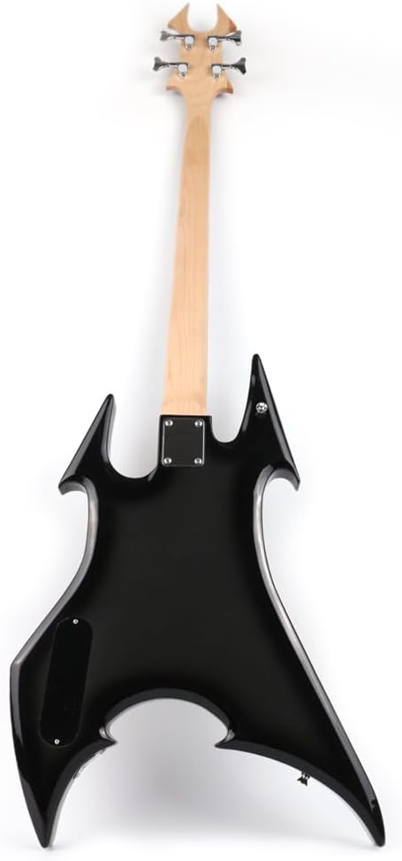 Fojill Cool Shape Full Size Standard Electric Bass Guitar Four 4 String Right Hand Handed Solid Body Canadian Maple Neck Genuine Rosewood Fretboard Fingerboard(Metallic Black)