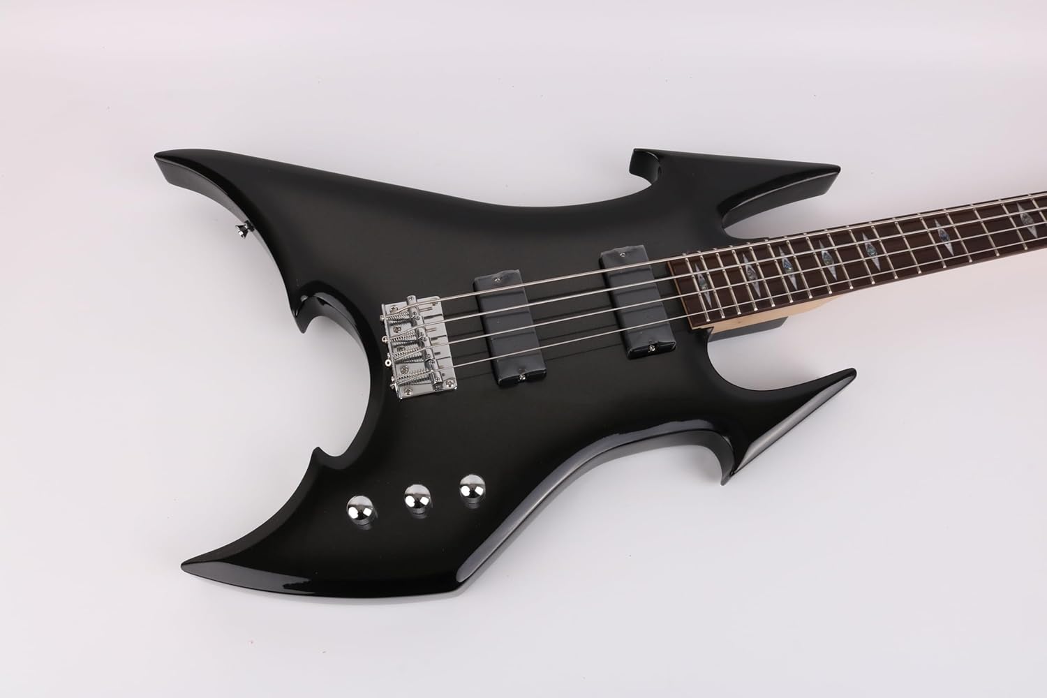 Alternative view of Fojill Cool Shape Full Size Standard Electric Bass Guitar Four 4 String Right Hand Handed Solid Body Canadian Maple Neck Genuine Rosewood Fretboard Fingerboard(Metallic Black)