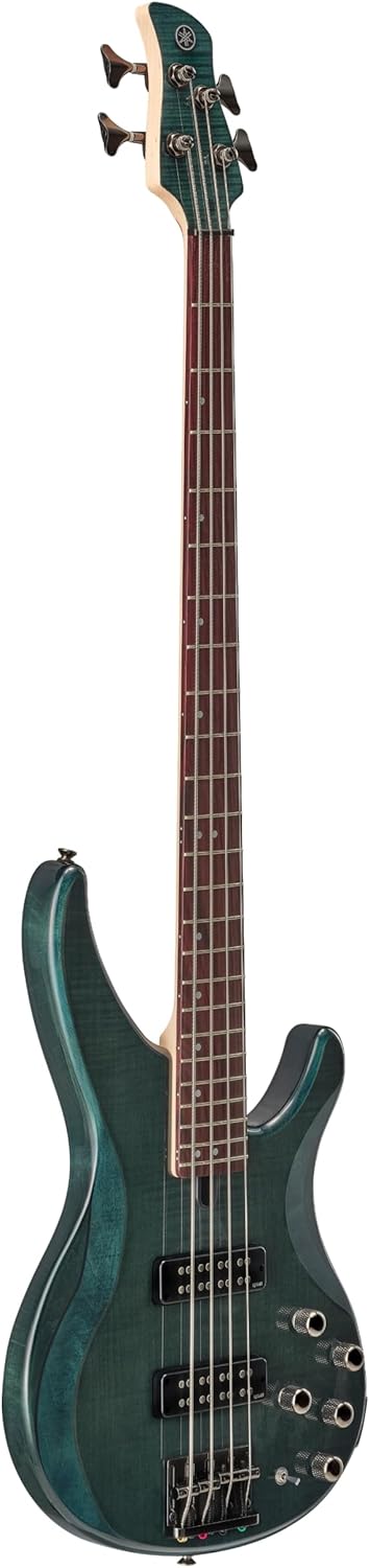 Yamaha TRBX604 4-String Flamed Maple Bass Guitar, Indigo Blue