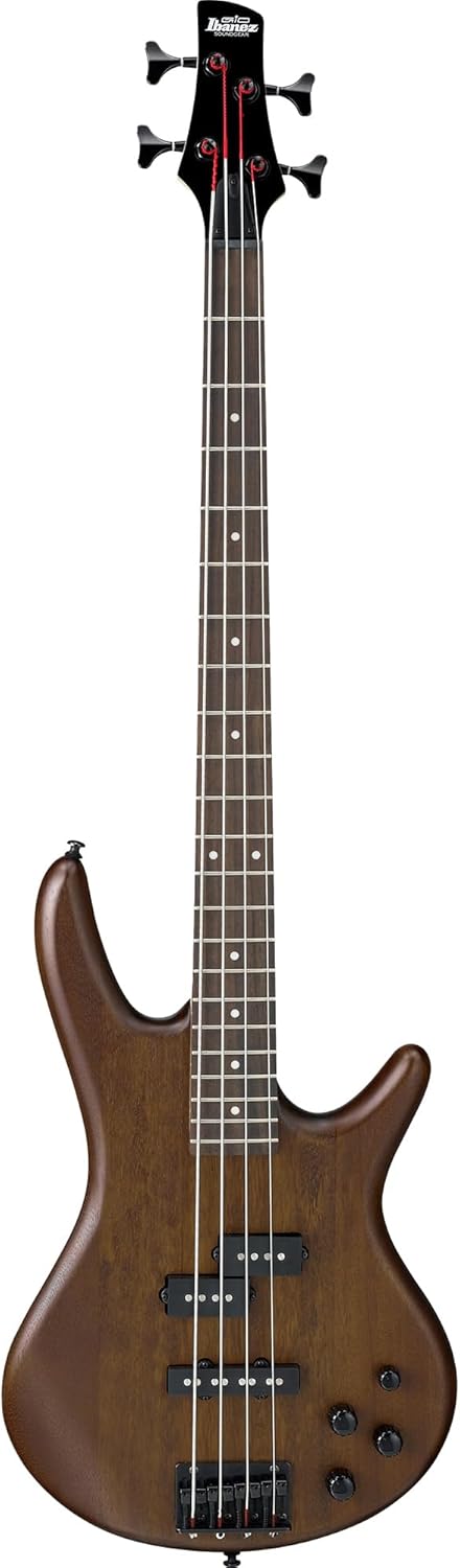 Ibanez GSR200B SR GIO Bass Guitar - Walnut Flat Bundle with Gig Bag, Tuner, Strap, Instrument Cable, Austin Bazaar Instructional DVD, and Polishing Cloth