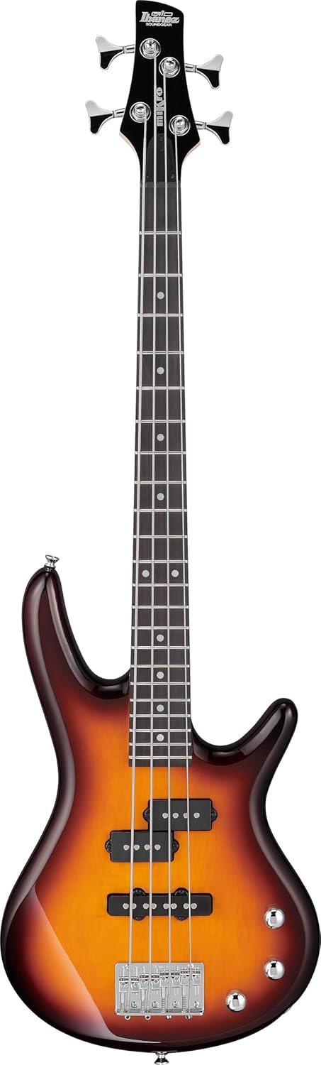 Ibanez GSRM20 SR Gio miKro Short-Scale Bass Guitar - Brown Sunburst Bundle with Gig Bag, Tuner, Strap, Instrument Cable, Austin Bazaar Instructional DVD, and Polishing Cloth