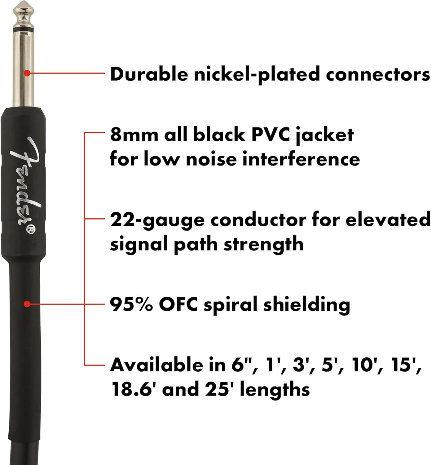 Alternative view of Fender Professional Series Instrument Cable, Guitar Cable 10 ft, Guitar Accessories, Stage Ready with Anti-Kinking Design, Black