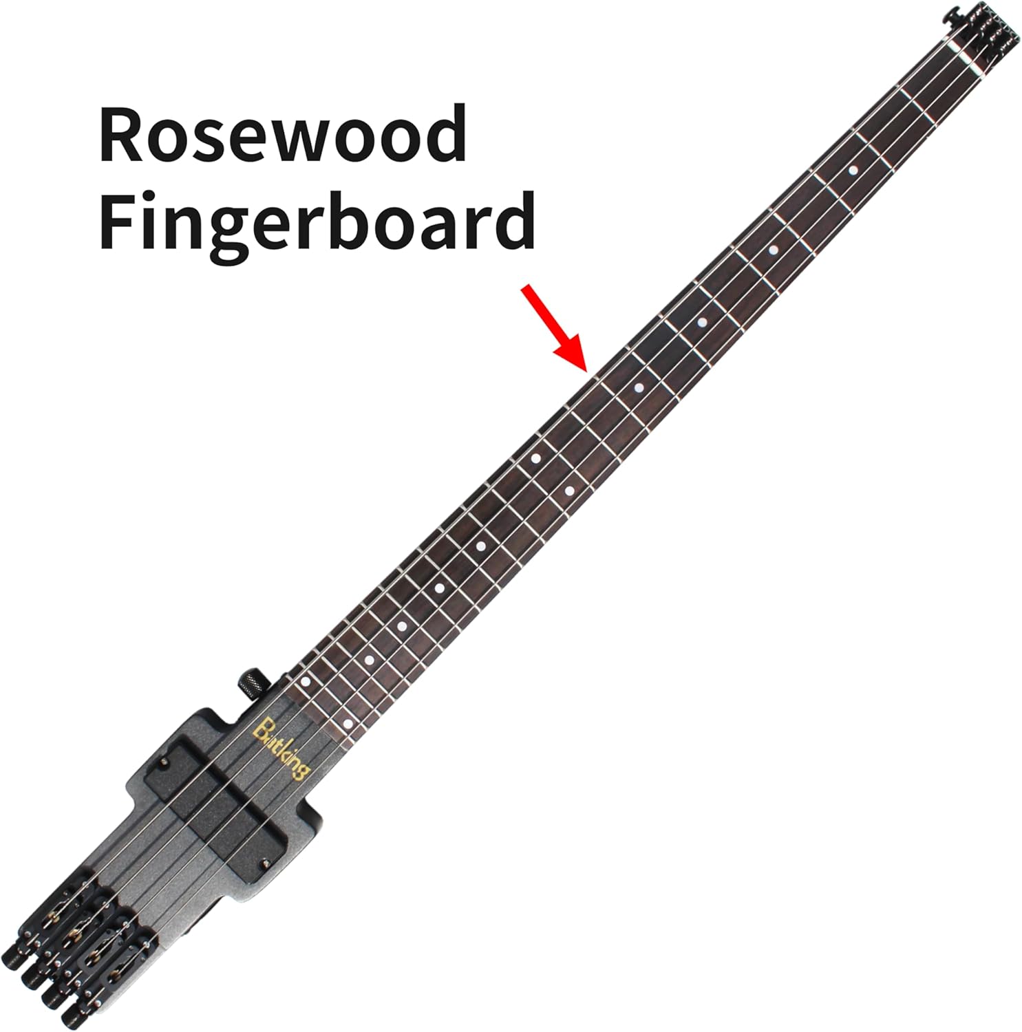 Alternative view of Batking Travel Bass Guitar Electric Headless Bass, 4 Strings Electric Bass with Gigbag & Truss Road & Wire