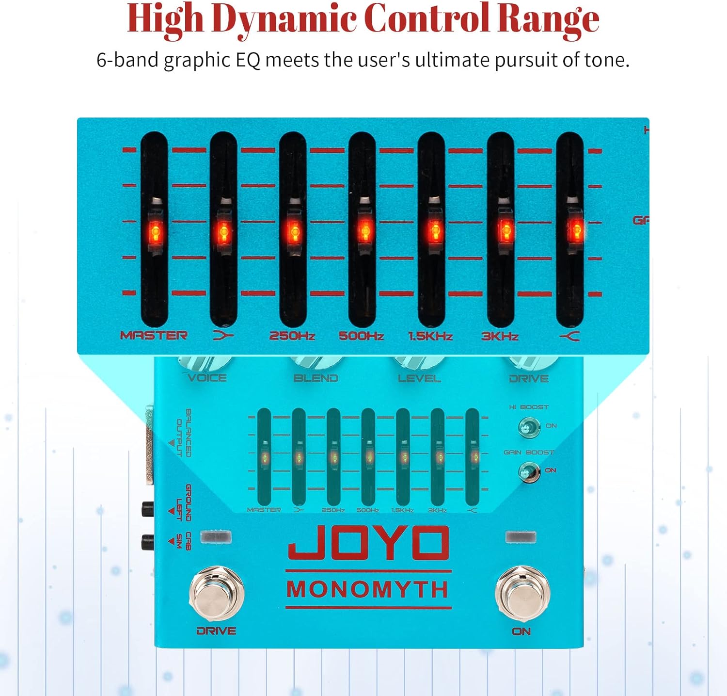 Alternative view of JOYO Bass Guitar Pedals Overdrive Amp Simulator Effect Pedal with 6 Band Graphic EQ and Noise Reduction Switch for Bassist Electric Guitar Bass (MONOMYTH R-26)