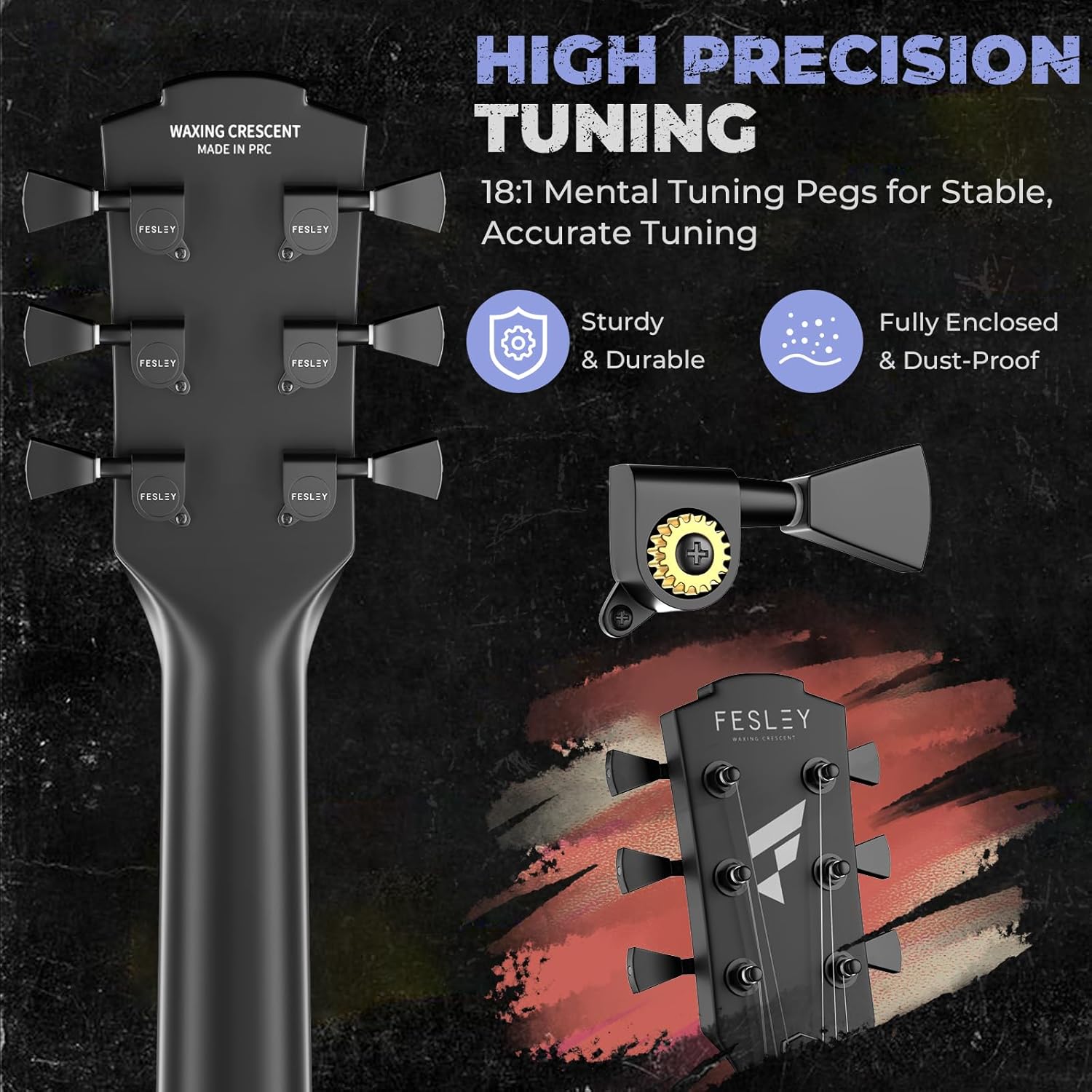 Alternative view of Fesley 39" LP Electric Guitar Kit: Full Size Solid Body Electric Guitars for Beginners with Humbucker Pickups,Poplar Body,Mahogany Neck,22 Frets,6 String Guitar with Gig Bag, FLP400,Matte,US Flag