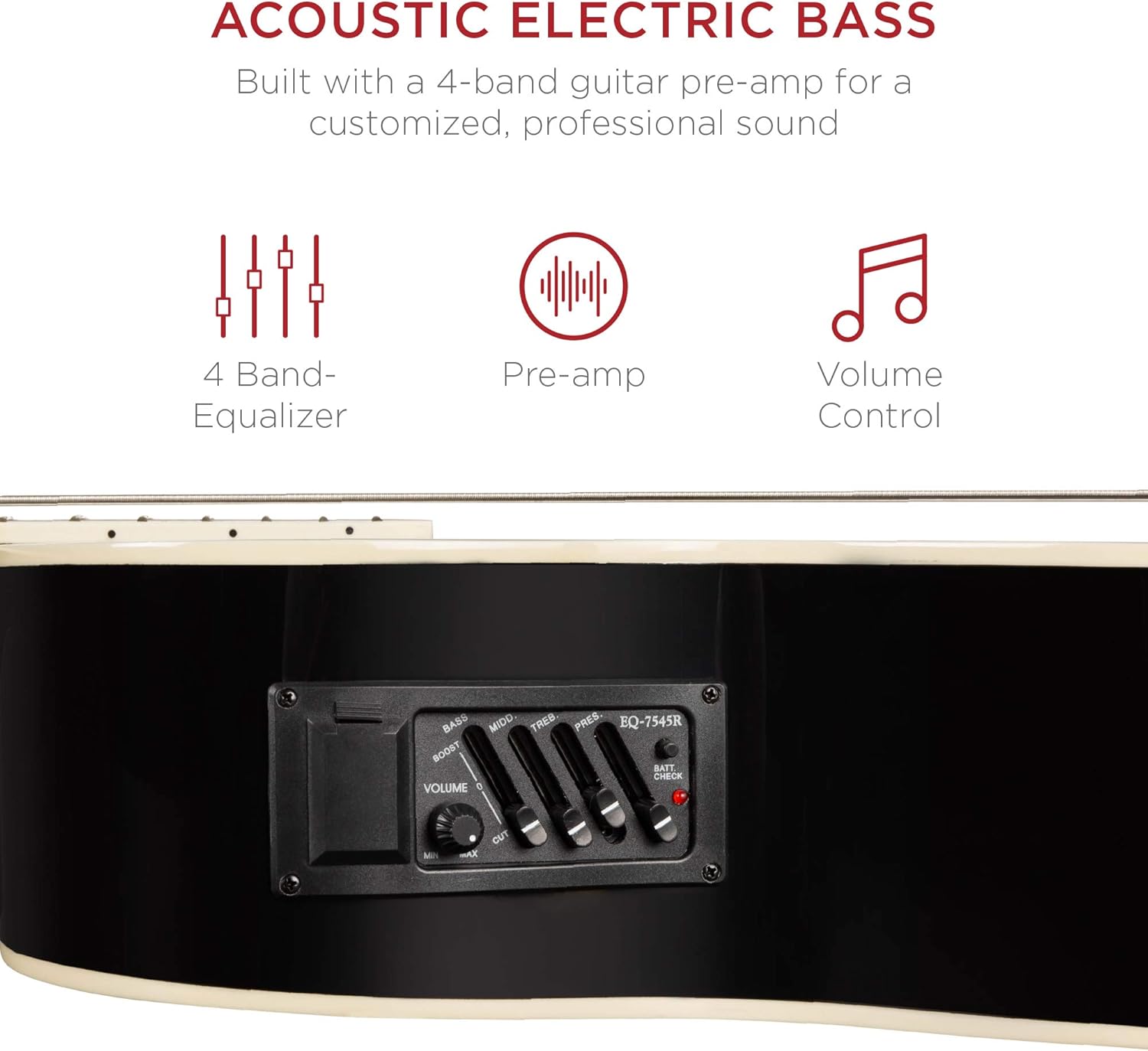 Best Choice Products Acoustic Electric Bass Guitar, Full Size 4 String, Fretted Bass Guitar w/Padded Gig Bag - Black