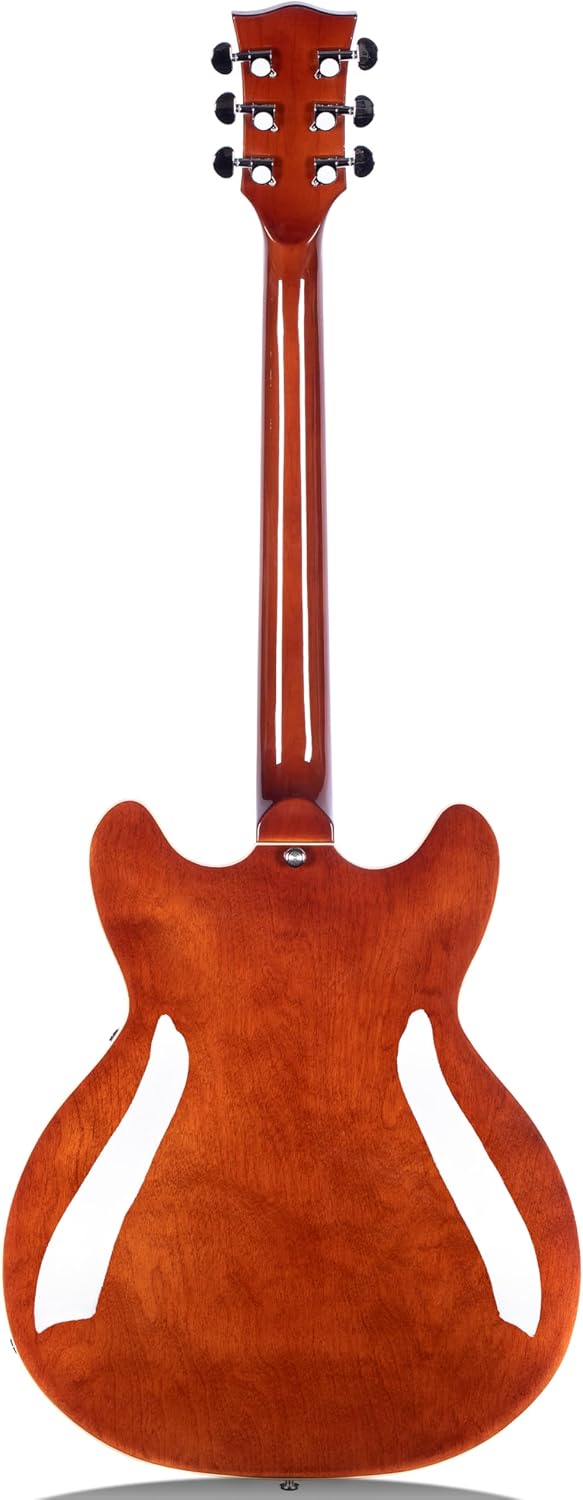 Redid Semi-Hollow Body Electric Guitar RD-100 Jazz Guitar with F-Hole,Maple neck,humbucker Pickups(Brown)