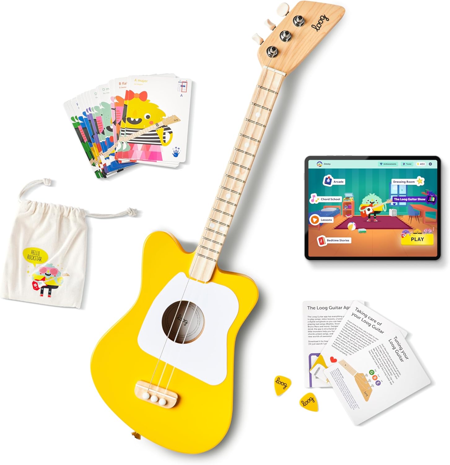 Alternative view of Loog Mini Acoustic kids Guitar for Beginners 3-strings Ages 3+ Learning app and lessons included