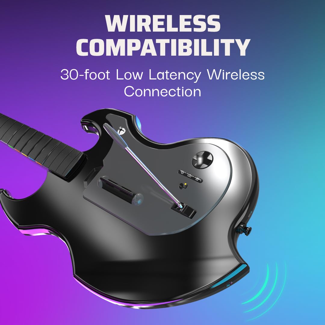Alternative view of PDP RIFFMASTER Wireless Guitar Controller for Xbox Series X|S, Xbox One, Windows 10/11 PC, Rock Band 4, Fortnite Festival, Audio Jack, Rechargeable Battery, Officially Licensed by Microsoft u2013 Black