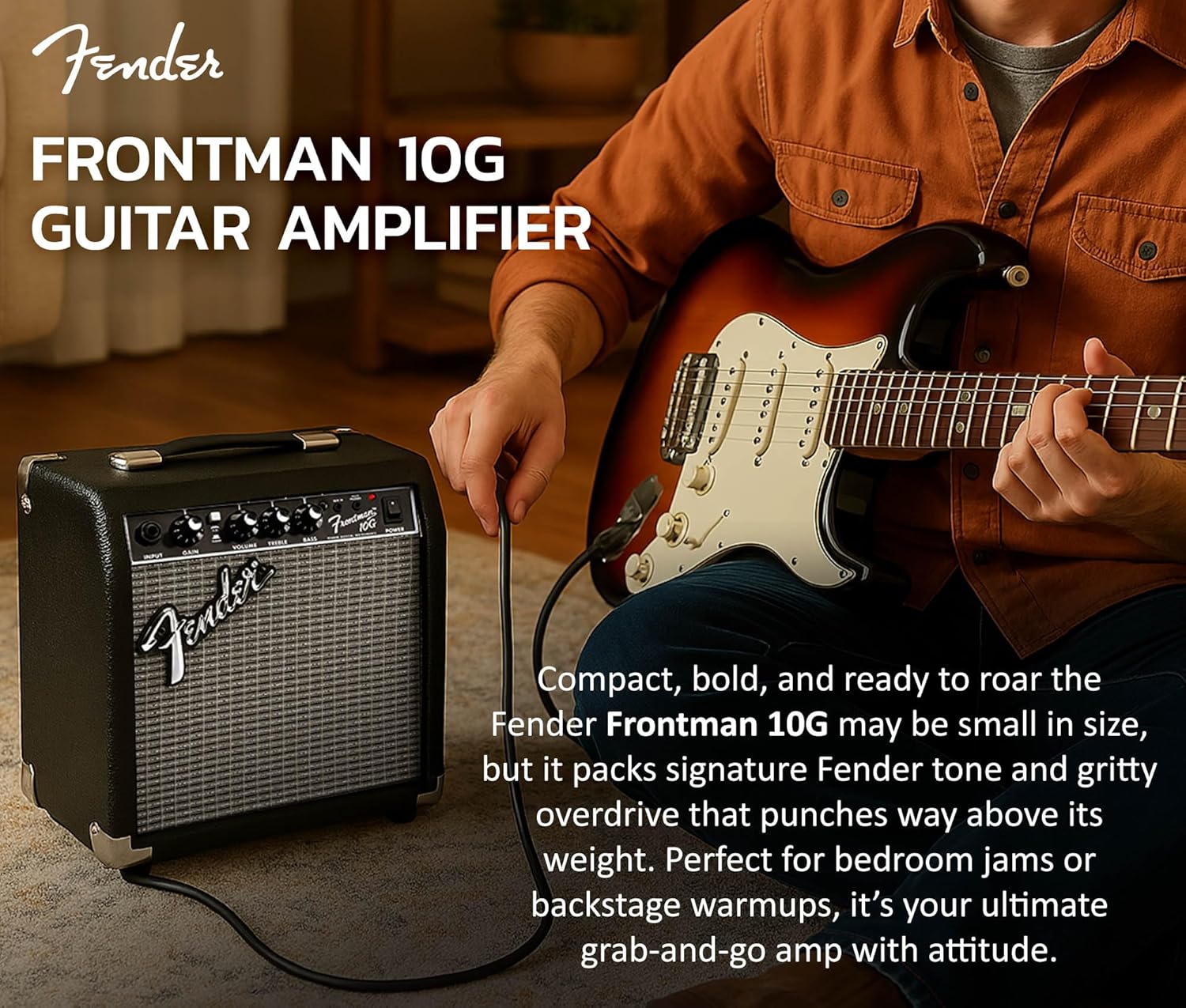 Alternative view of Fender Frontman 10G Guitar Combo Amplifier - Black Bundle with Cable and Austin Bazaar Exclusive 12-Pack Picks
