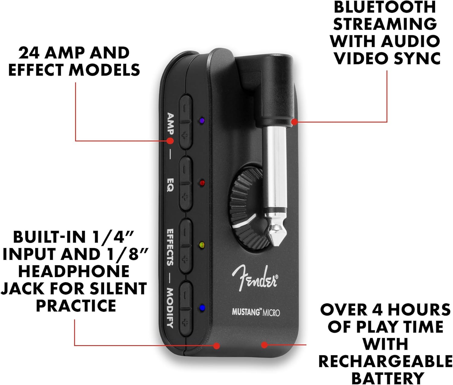 Alternative view of Fender Mustang Micro Headphone Amplifier, with 2-Year Warranty