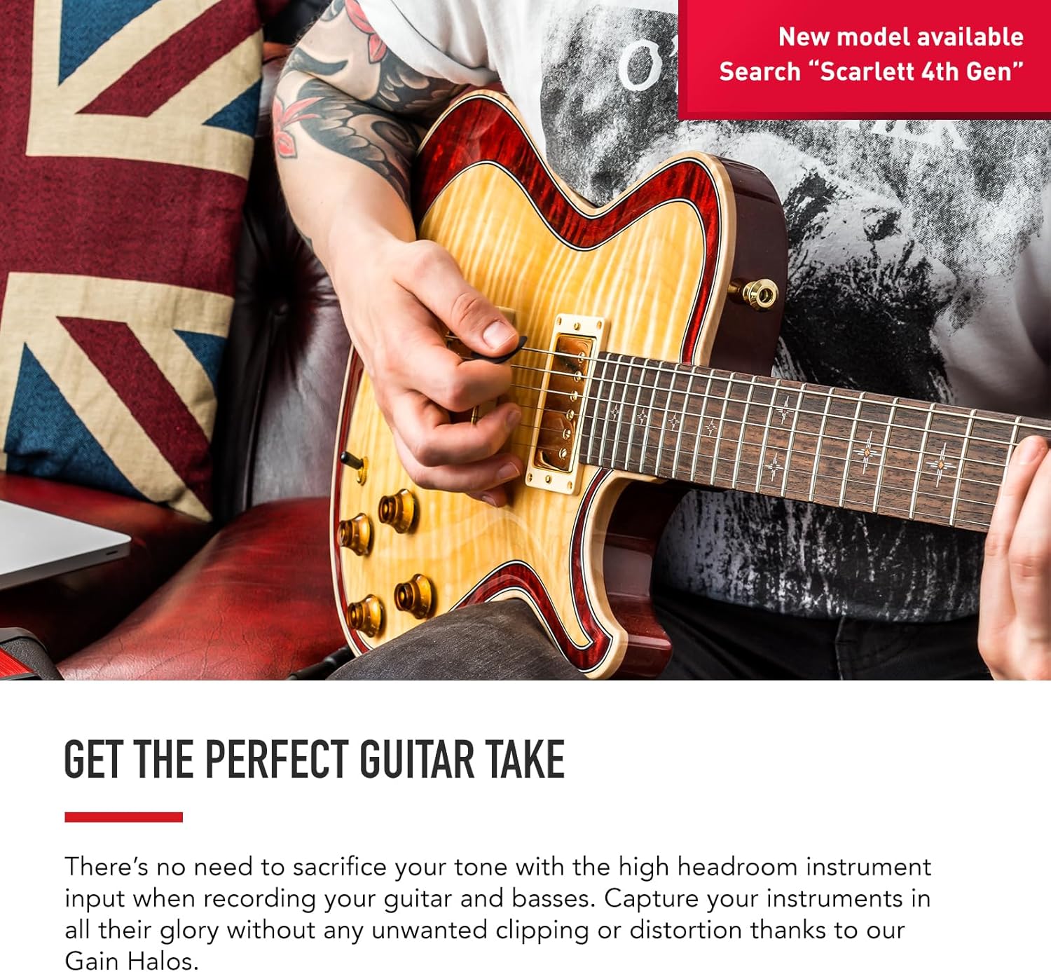 Alternative view of Focusrite Scarlett Solo 3rd Gen USB Audio Interface for Guitarists, Vocalists, Podcasters or Producers to record and playback studio quality sound