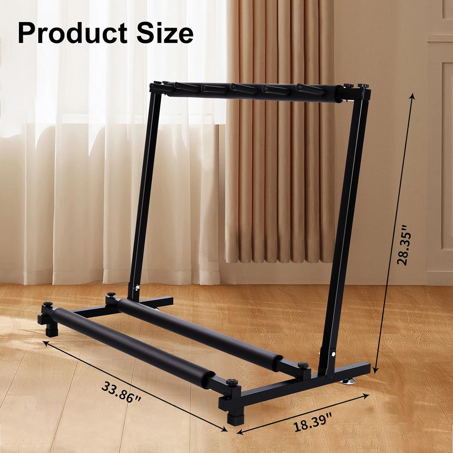 Alternative view of AODSK 5 Multi Guitar Stand Rack with Folding Design,Multiple Guitars Stand,Portable Black Guitar Holder,Black Guitar Display Holder for Guitar & Bass,Studio & Home (Square-5 Holder)