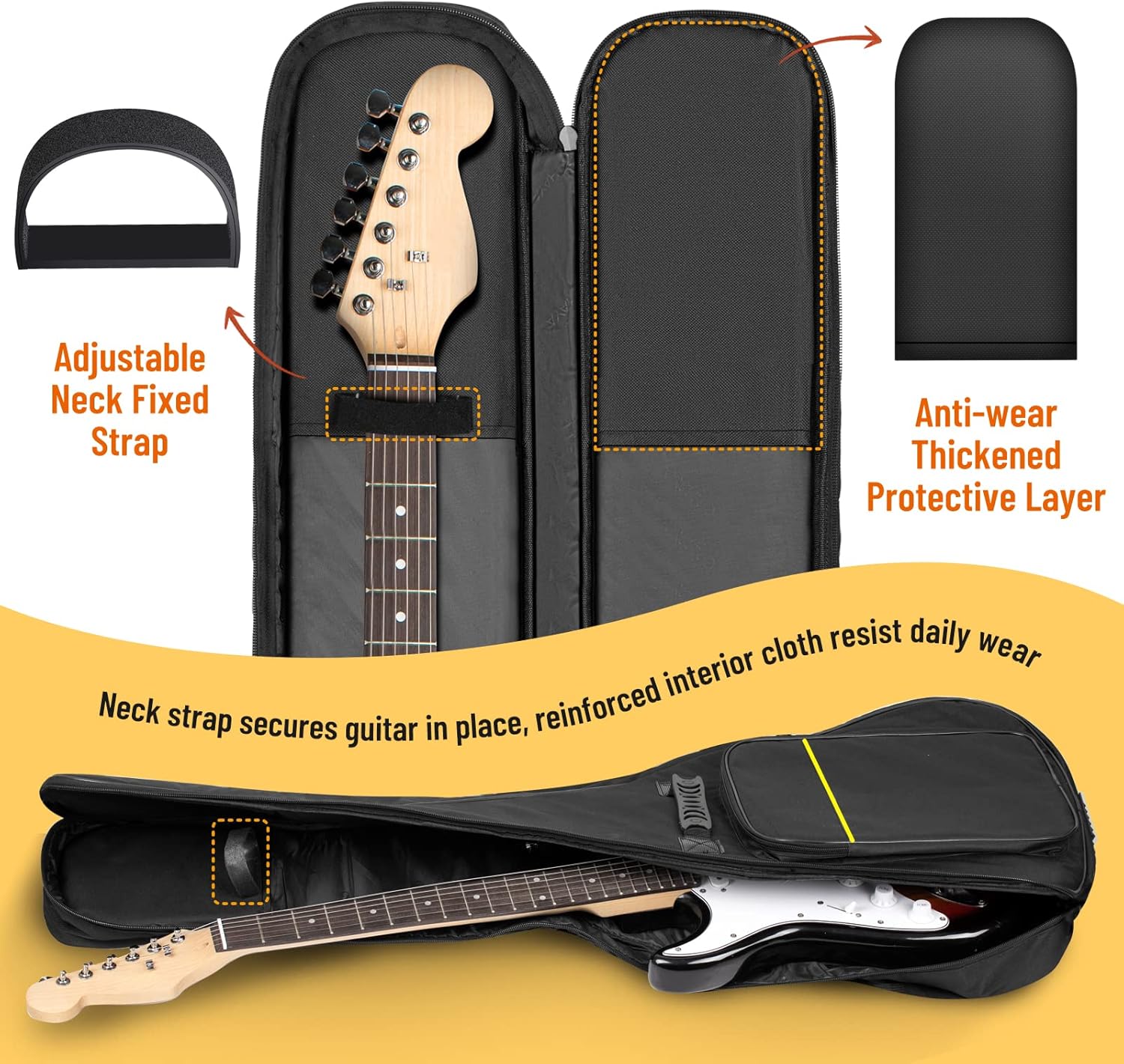Alternative view of CAHAYA Electric Guitar Bag Gig Bag 6mm Padding Backpack Padded Soft Guitar Case Black CY0226
