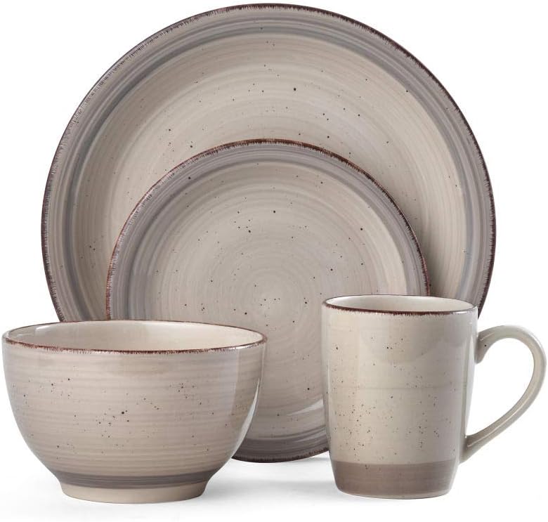 Alternative view of Pfaltzgraff Sadie 16-Piece Cream Dinnerware Set, Service for 4, Durable Stoneware Plates and Bowls with Classic Design, Microwave and Dishwasher Safe