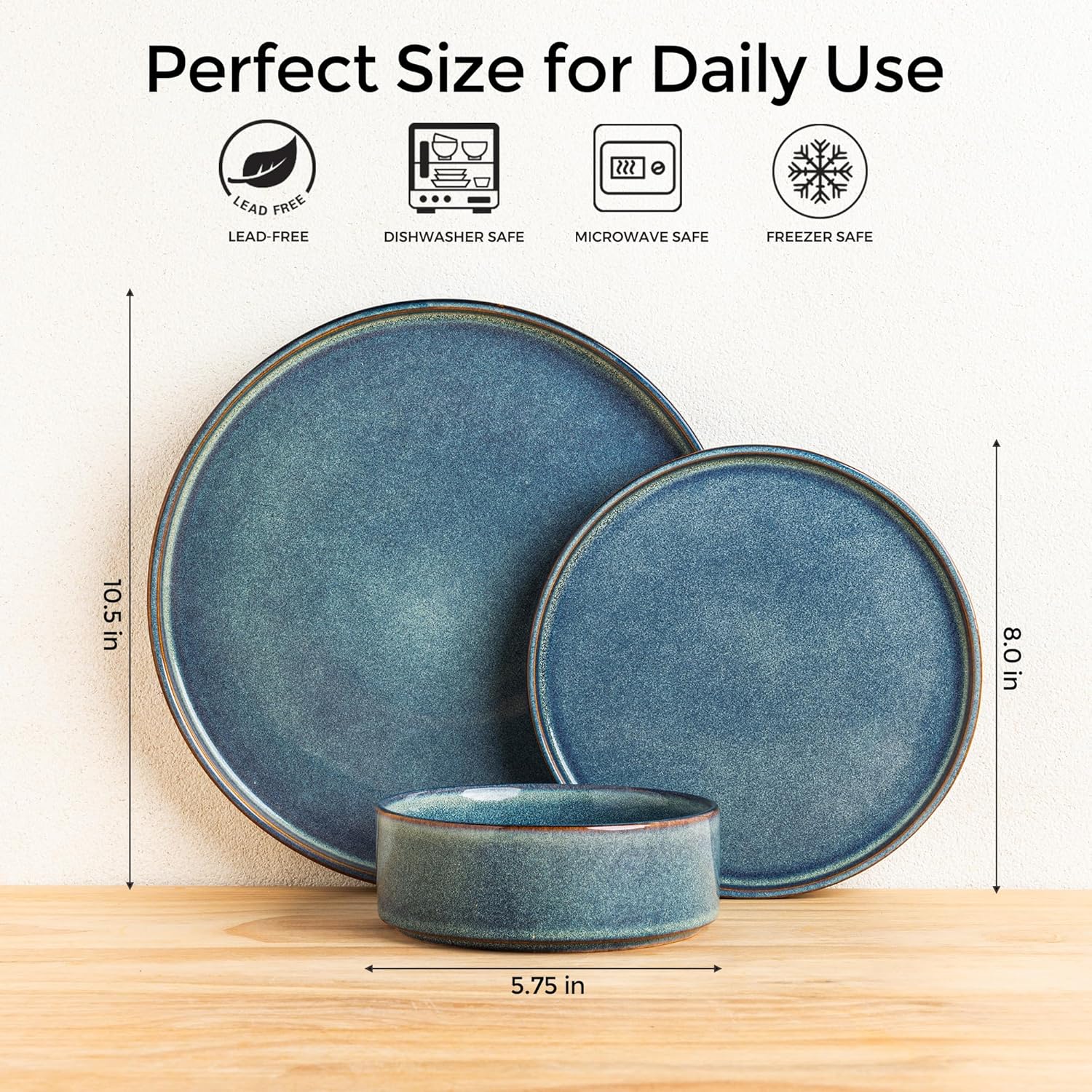 AmorArc Ceramic Dinnerware Sets, Handmade Reactive Glaze Stoneware Plates and Bowls Sets,Highly Chip and Crack Resistant | Dishwasher & Microwave Safe Dishes Set, Service for 4 (12pc)