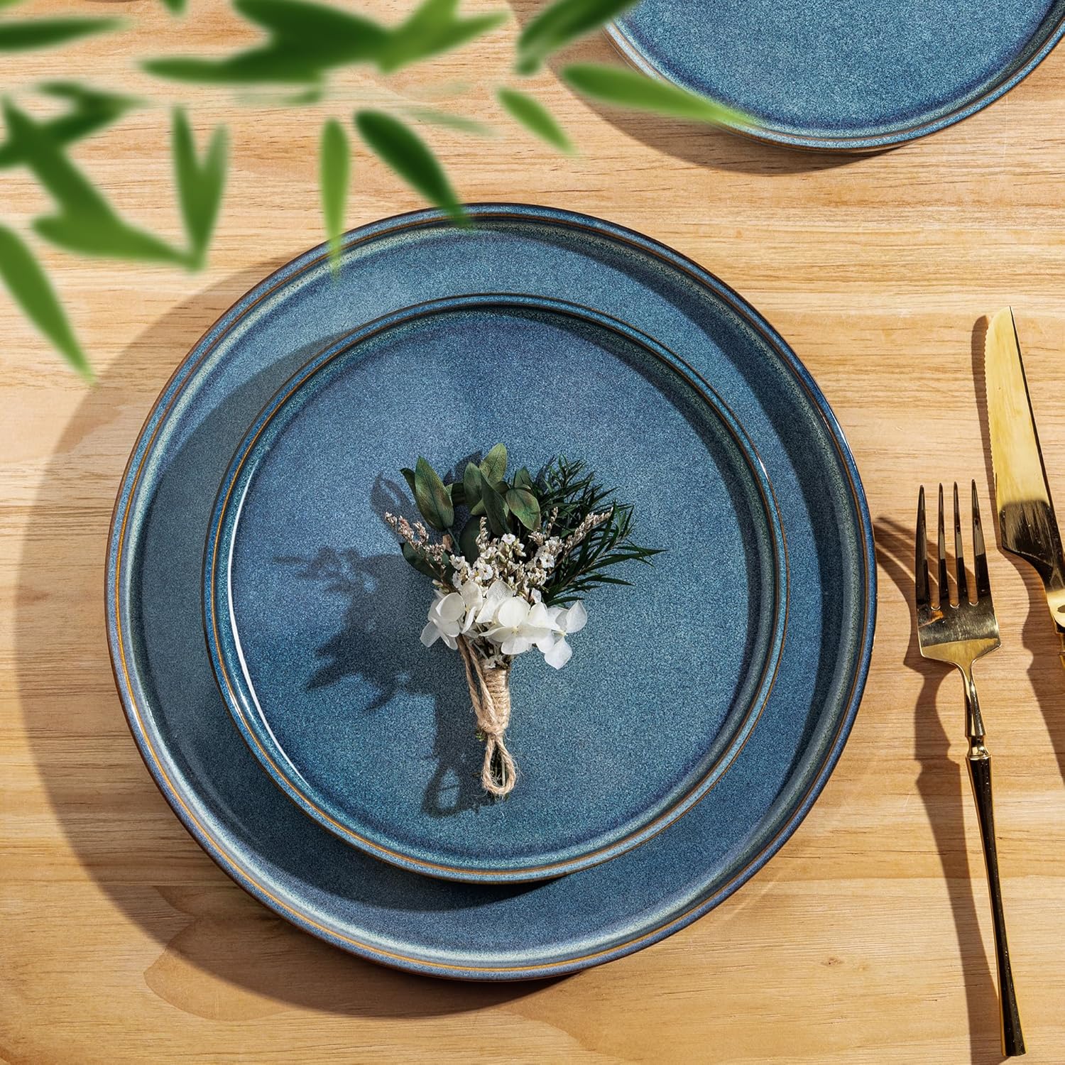 Alternative view of AmorArc Ceramic Dinnerware Sets, Handmade Reactive Glaze Stoneware Plates and Bowls Sets,Highly Chip and Crack Resistant | Dishwasher & Microwave Safe Dishes Set, Service for 4 (12pc)