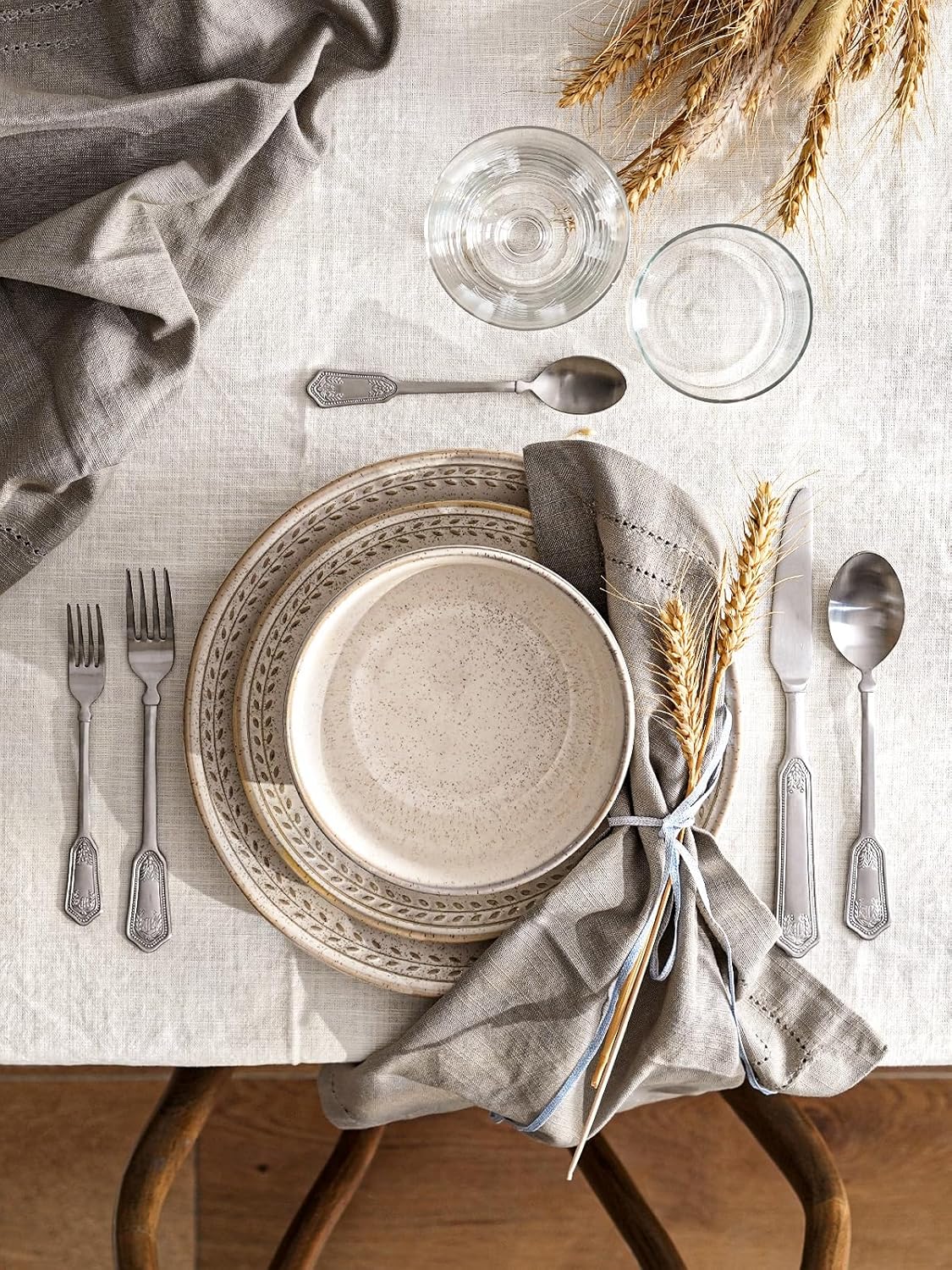 Alternative view of LE TAUCI Dinnerware Sets for 4, 12 Piece Ceramic Dish Set with Plates and Bowls | Oven/Dishwasher/Microwave Safe | Ideal for Housewarming | Reactive Beige (10" Plate+8" Dish+27oz Bowl)