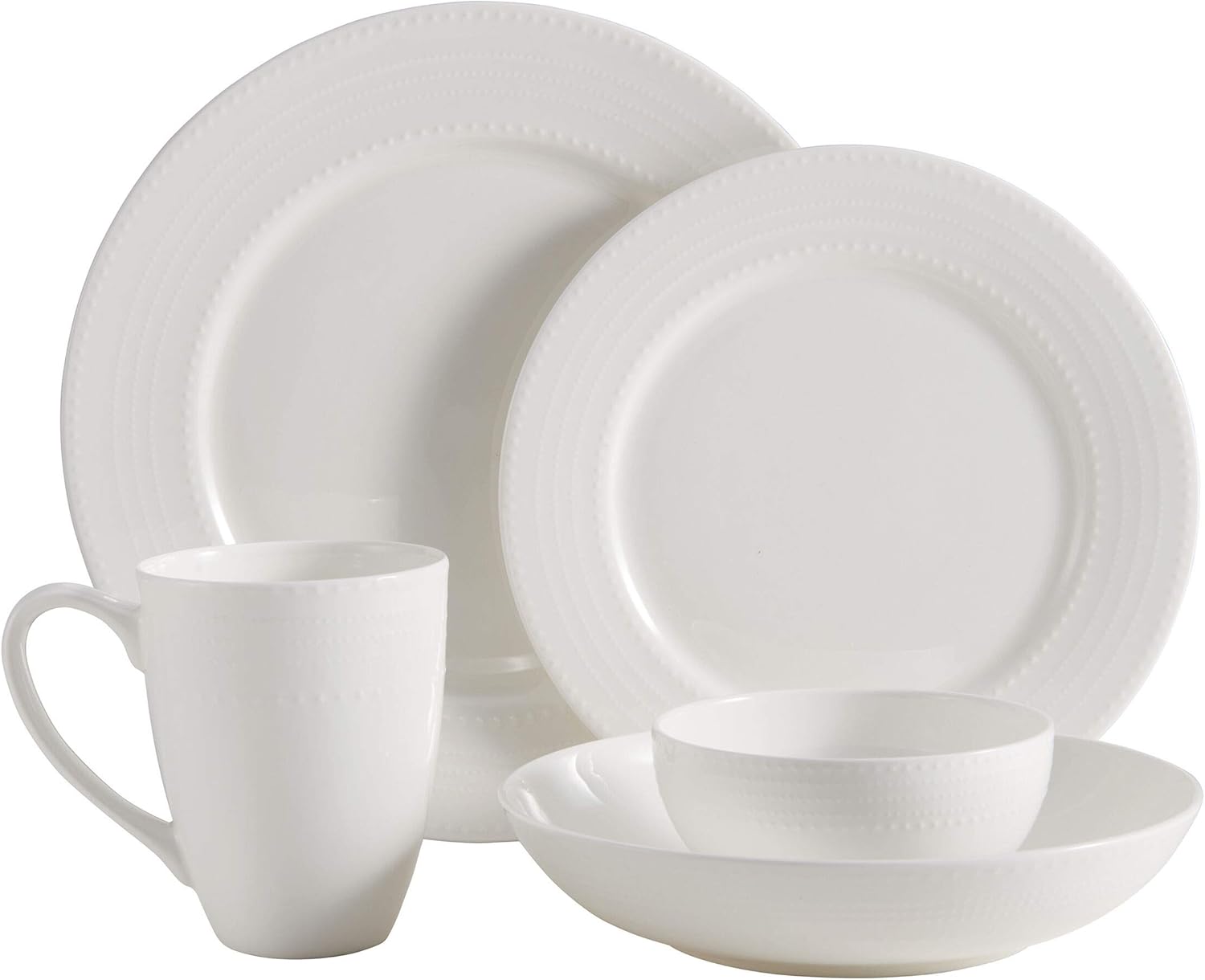 Mikasa Annabelle Bone China 40-Piece Dinnerware Set, Service for 8, Lightweight and Chip-Resistant White Porcelain with Elegant Design