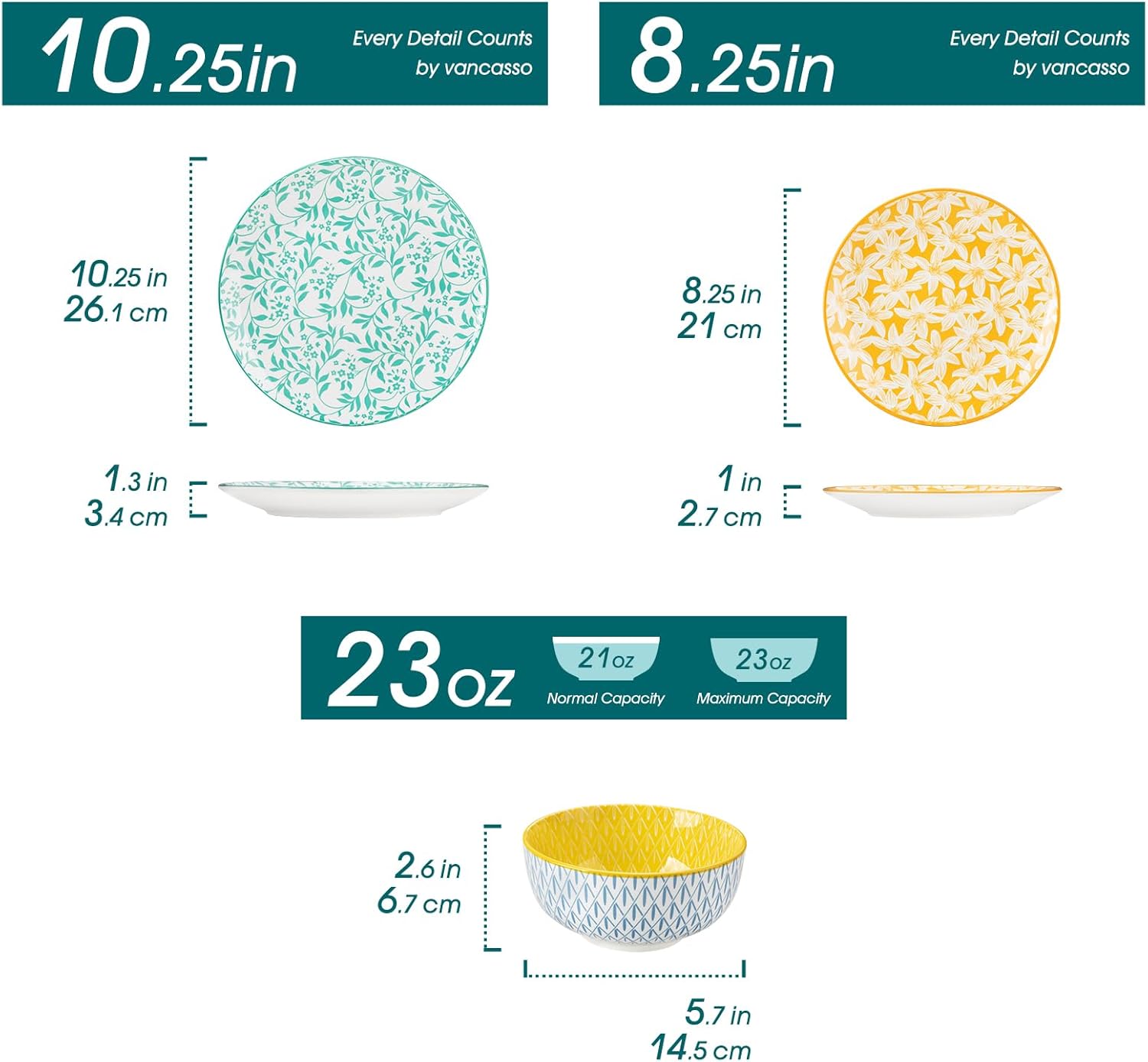 Alternative view of vancasso SELENE Plates and Bowls Set for 4, 12 Pieces Dinnerware Sets, Mircowave and Dishwasher Safe Dishes Set, Porcelain Pastel Dinnerware