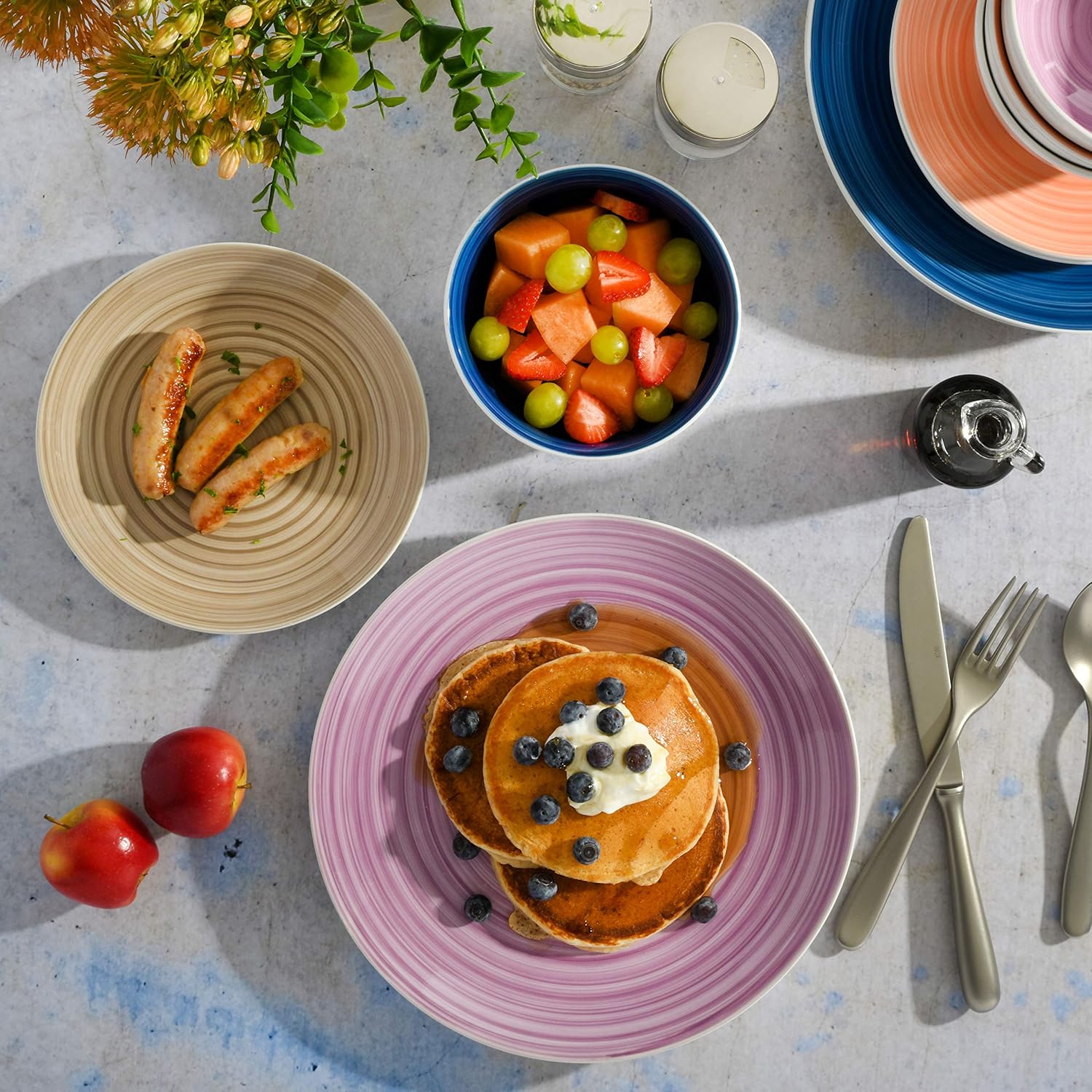 Gibson Home Color Vibes Dinnerware Sets, Service for Four (12pcs), Multicolor